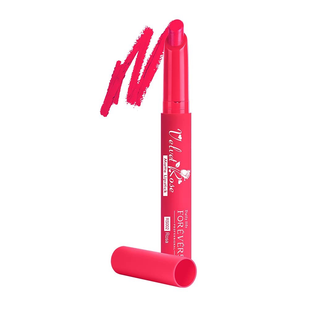 Daily Life Forever52 Velvet Rose Matte Long-Lasting Crayon Lipstick (Enriched With Rose Oil) - Hydrating Bold Lip Color With Silky Finish Look -Rosa | Pink