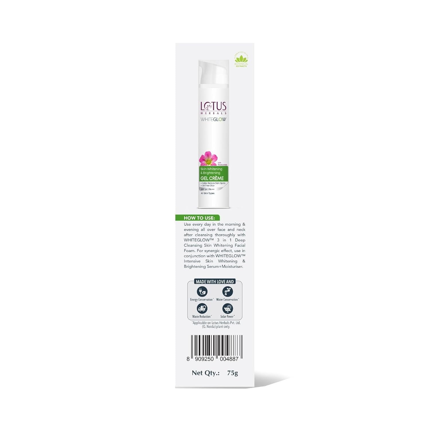 Lotus Herbals WhiteGlow Skin Whitening And Brightening Gel Cream 75g thumbnail