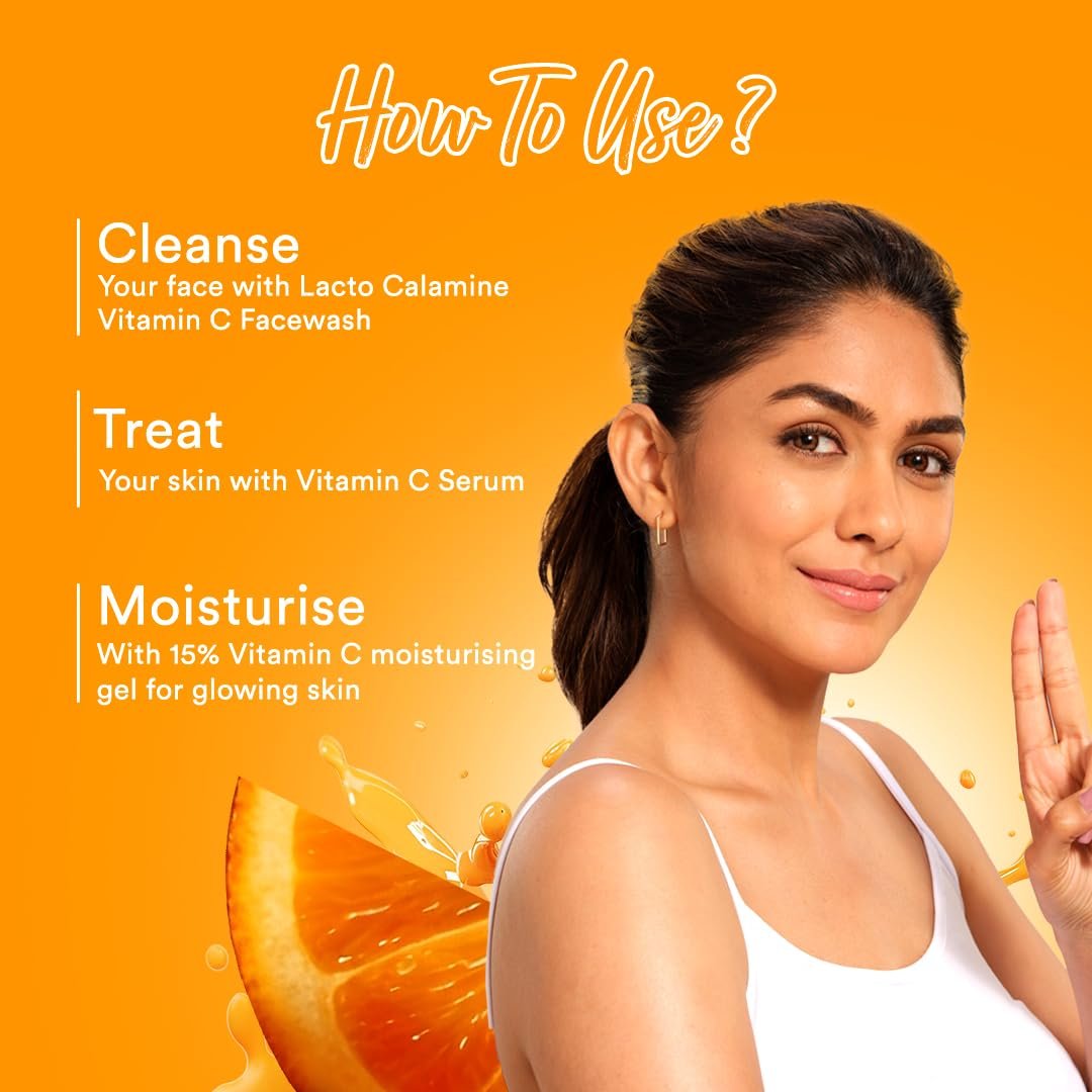 Lacto Calamine 15% Vitamin C Brightening Face Moisturizer, Niacinamide & Glycolic Acid, Lightweight Non Sticky Daily Moisturizer for Glowing Skin, 50g thumbnail