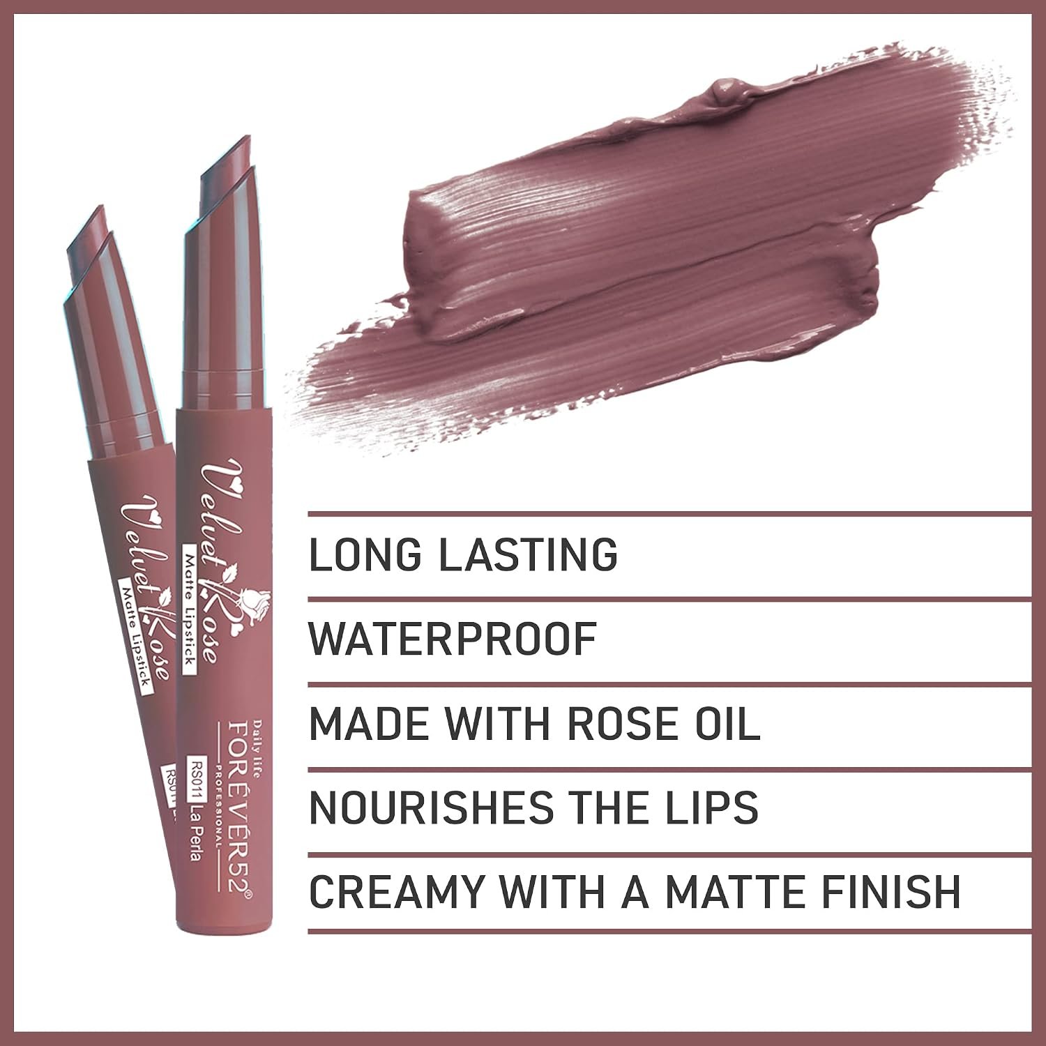 Daily Life Forever52 Velvet Rose Matte Long-Lasting Crayon Lipstick (Enriched With Rose Oil) - Hydrating Bold Lip Color With Silky Finish Look -La Perla | Pinks thumbnail