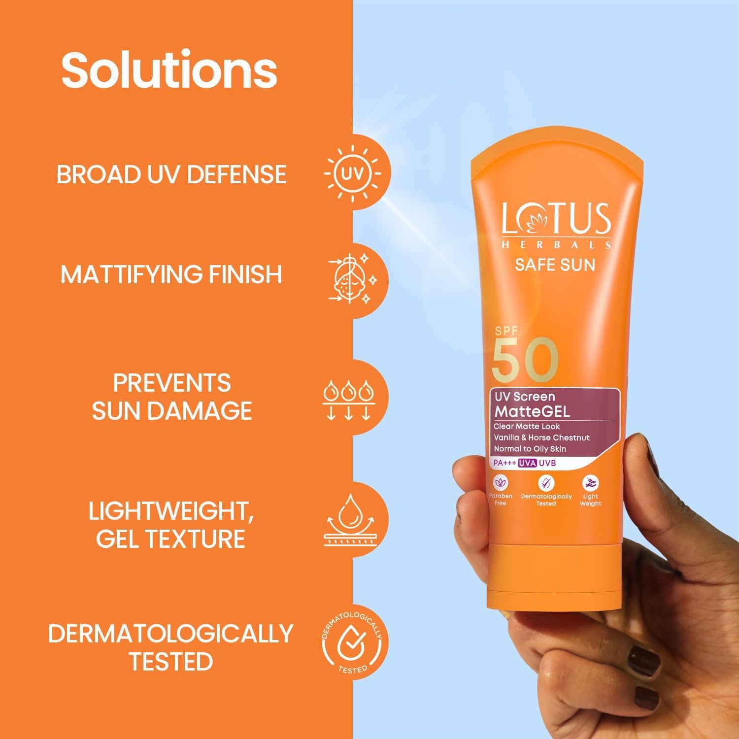 Lotus Herbals Safe Sun UV Screen Matte Gel Sunscreen SPF 50 PA+++ 50g thumbnail