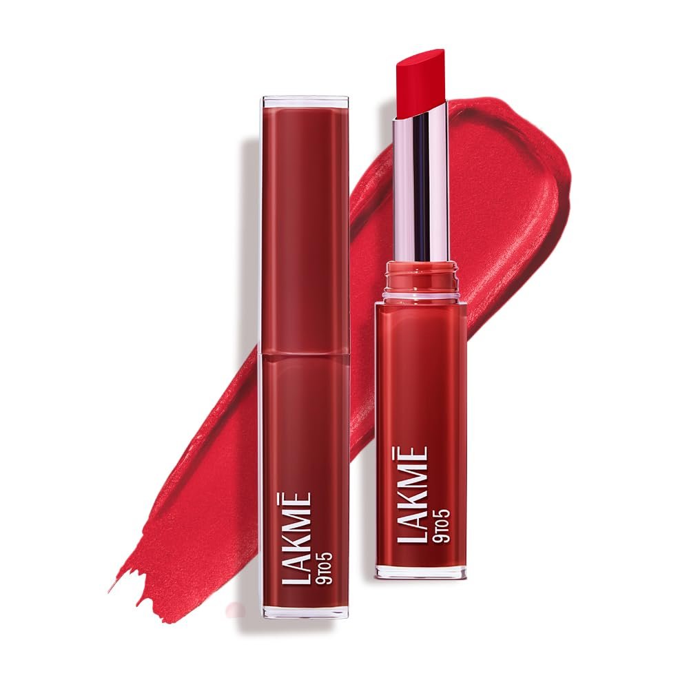 Lakme 9to5 Lip Tattoo Matte Slim Stick, Red Coat, 2g, for Intense Color and Full Coverage, with Bakuchiol and Vitamin E, Smudgeproof and Waterproof, Long-Lasting Lipstick for Women