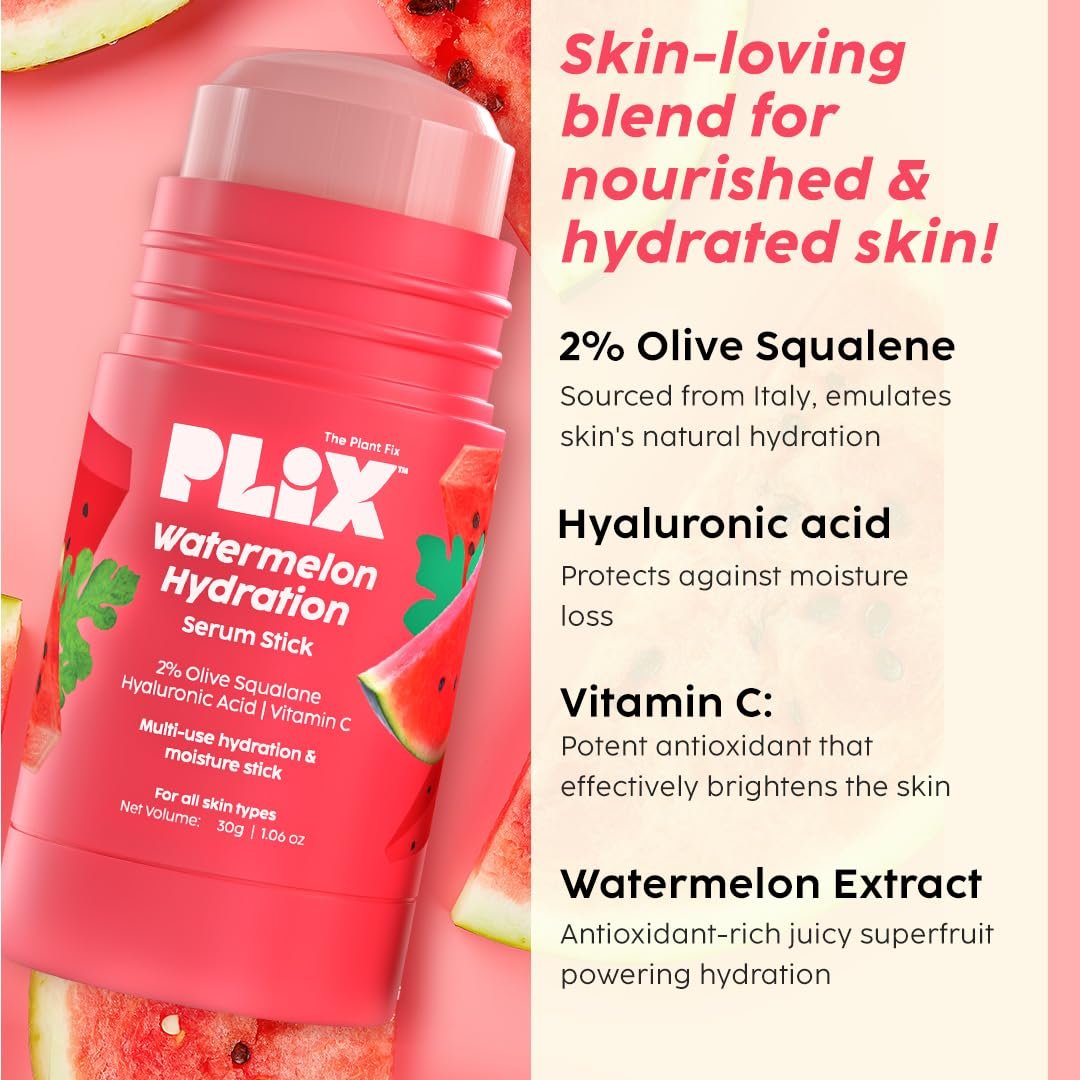 PLIX - THE PLANT FIX Watermelon Hydration Serum Stick (30g) for Instant Hydration, Long Lasting Moisturization | On the Go Moisturizer Stick for 24h Hydration | Light-weight & Quick absorbin thumbnail