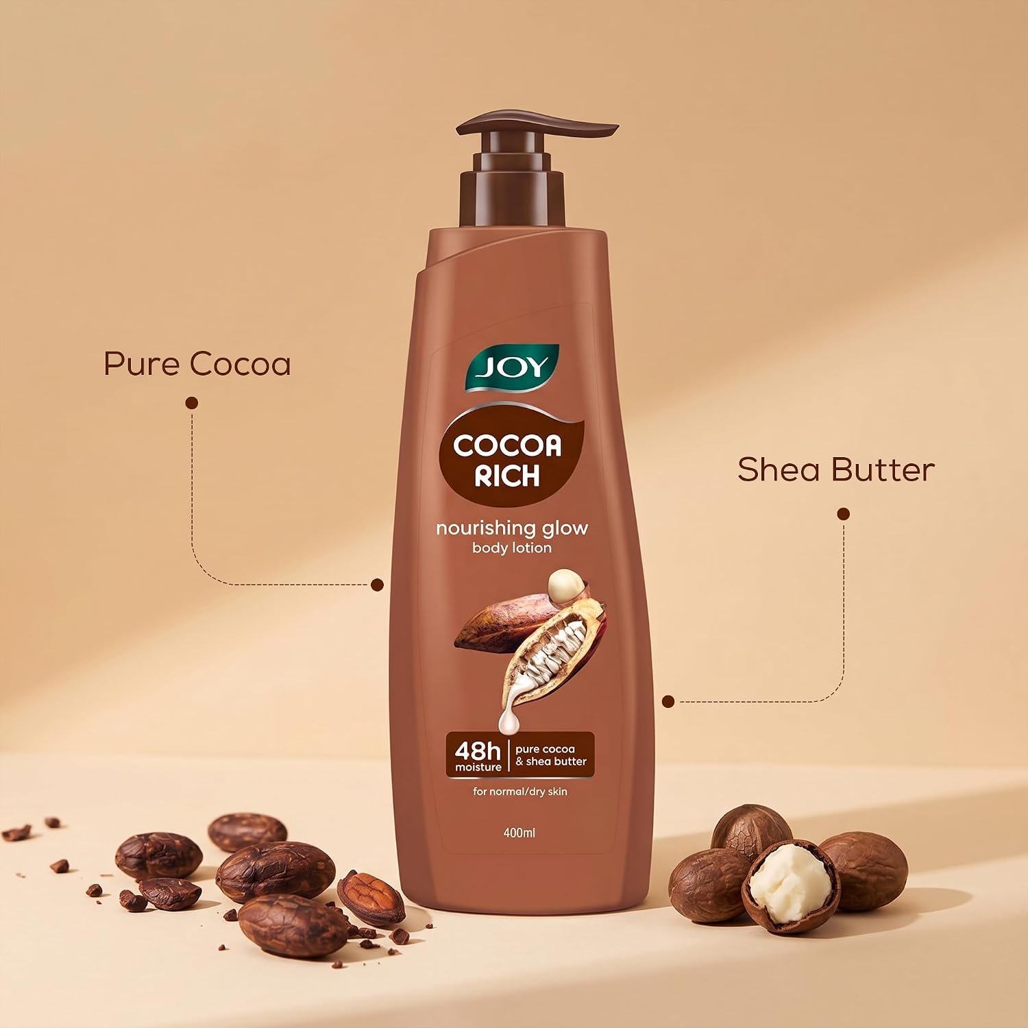 Joy Cocoa Rich Intense Nourishing Winter Body Lotion (400ml) | With Shea Butter & Cocoa Butter | Suitable for Normal to Dry Skin | Non Sticky & Non Greasy Lightweight Body Lotion thumbnail