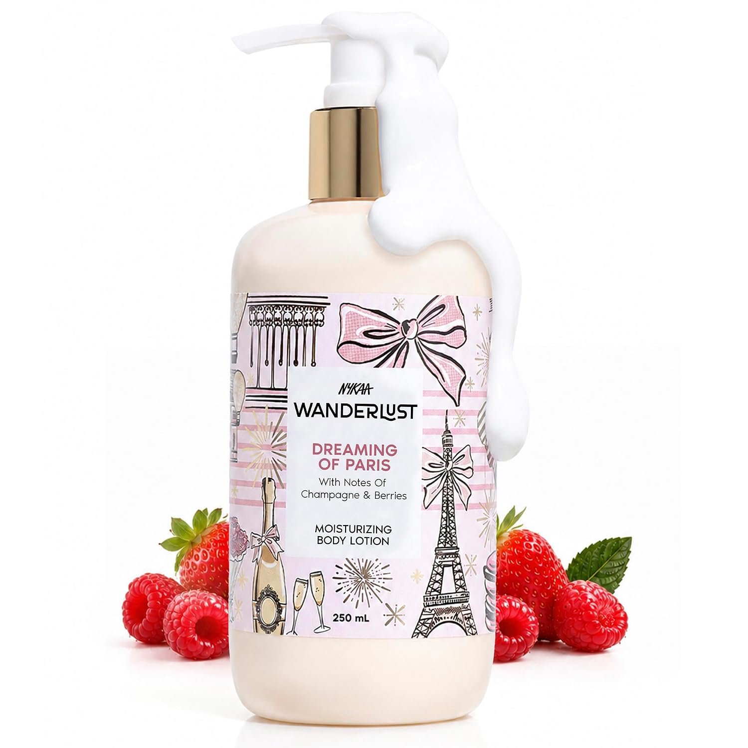 Nykaa Wanderlust Dreaming of Paris Moisturizing Body Lotion, Champagne & Berries Scent, Deep Hydration Daily Body Care for Soft & Smooth Skin, 300ml