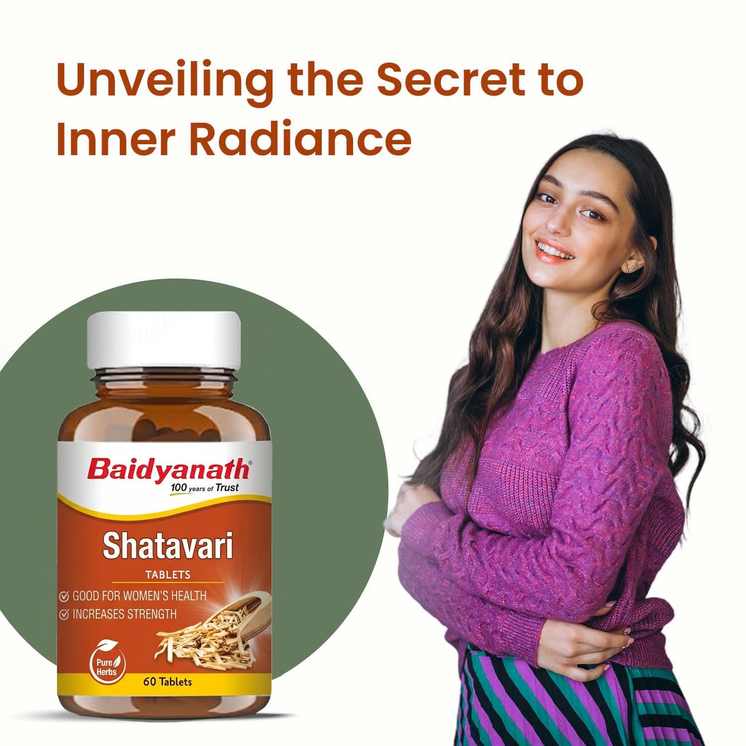 Baidyanath Ayurved Shatavari Tablets - 60 Tabs | Hormonal Balance and Wellness Support for Women thumbnail
