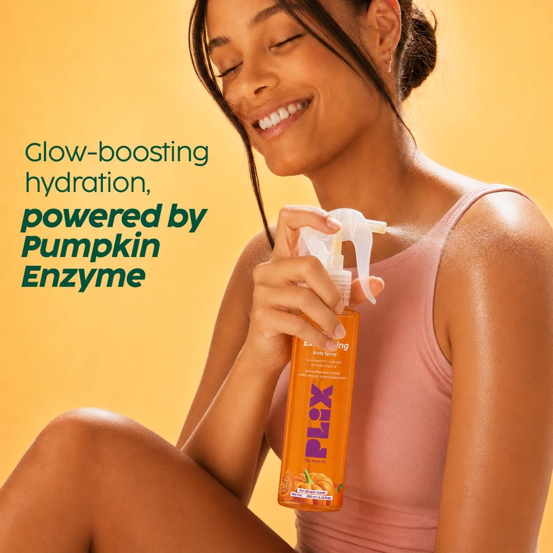 PLIX The Plant Fix Pumpkin Enzyme Body Exfoliating Spray with Kojic Acid & PHA | Exfoliating Body Spray for Smooth, Bright & Refined-Looking Skin | Helps Remove Dead Skin & Uneven Tone | 200 thumbnail
