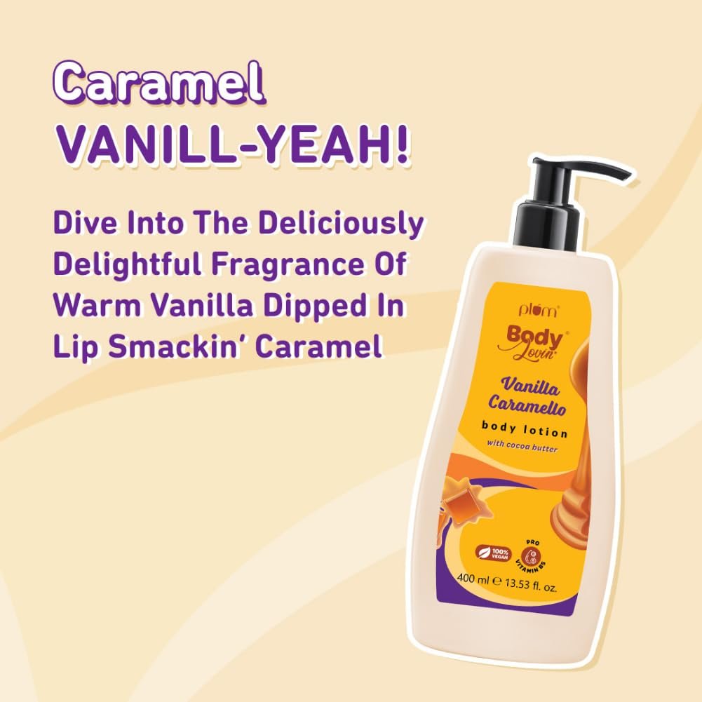 Plum BodyLovin' Vanilla Caramello Body Lotion | Cocoa Butter & Vitamin B5 for Deep Moisturization | Warm & Cozy Vanilla Fragrance - 400ml thumbnail