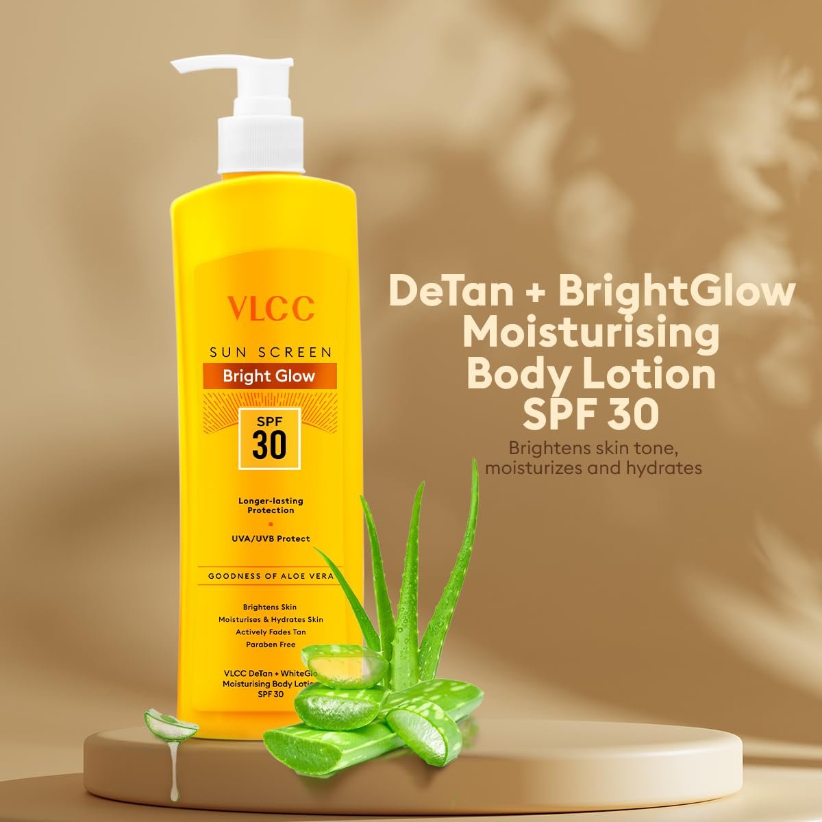 VLCC Bright Glow Sunscreen Body Lotion SPF 30 PA+++ | Brightens and Moisturises Skin. With Cocoa & Shea Butter, Aloe vera & Almond Oil. thumbnail