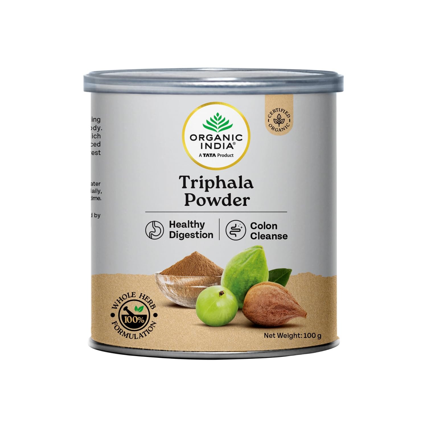 A TATA Product - Organic India Triphala Powder , Supports Immune System, Colon & Digestion, For Balanced Bowel & Gut Health - 100g