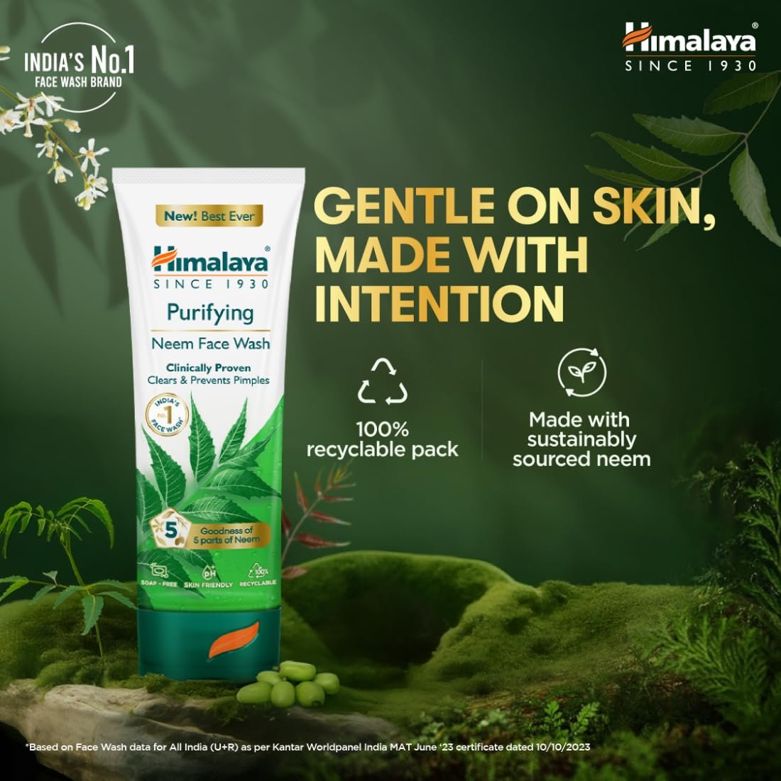 Himalaya Purifying Neem Face Wash|Clinically proven to fight against acne and pimples|Gently cleanses| For both men and women|100 ml thumbnail