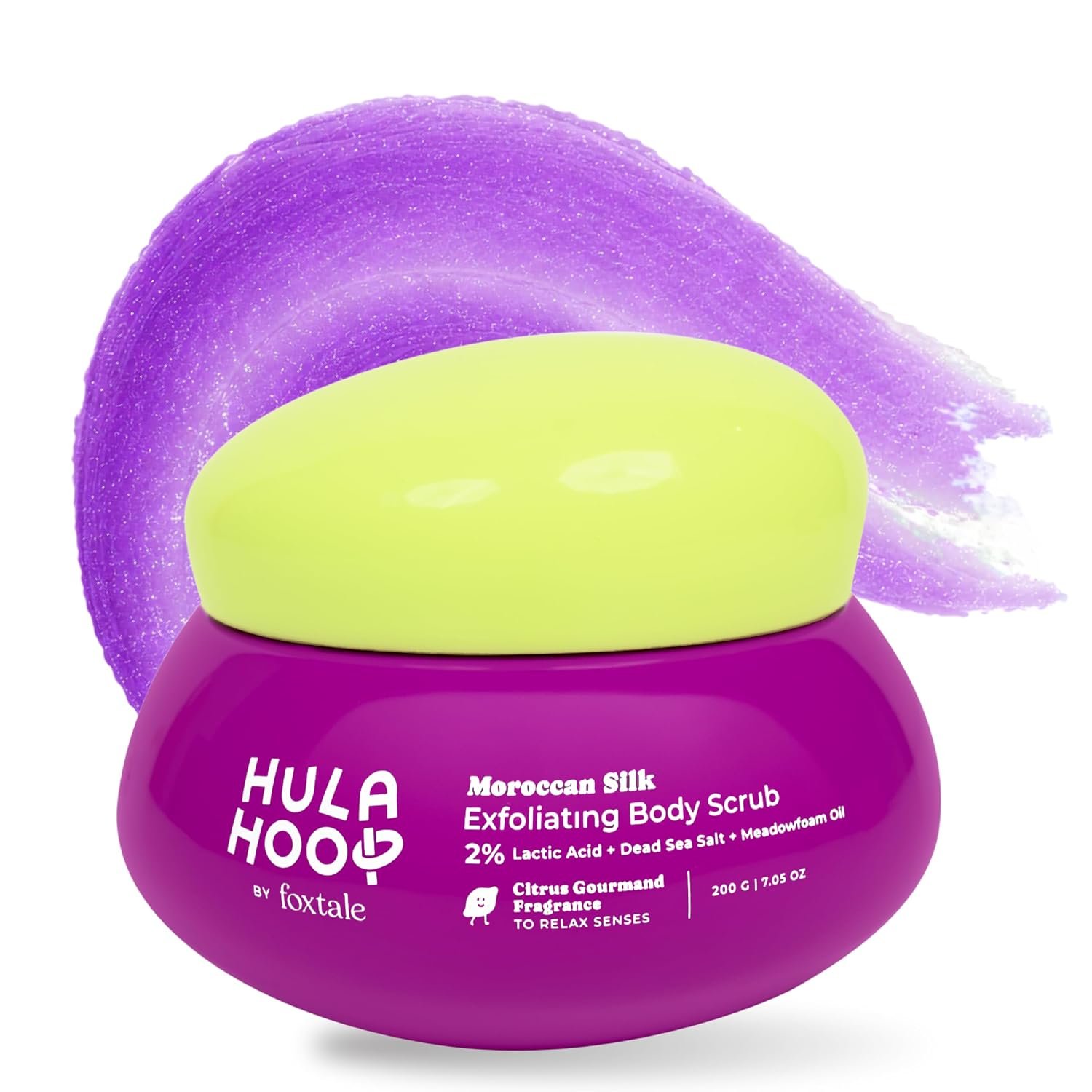 Hula Hoop Exfoliating Body Scrub by Foxtale | Smoothes Skin & Fades Tan | Dead Sea Salt + Perlite + Lactic Acid | Prevents Strawberry Skin | Hydrates & Nourishes Skin Barrier