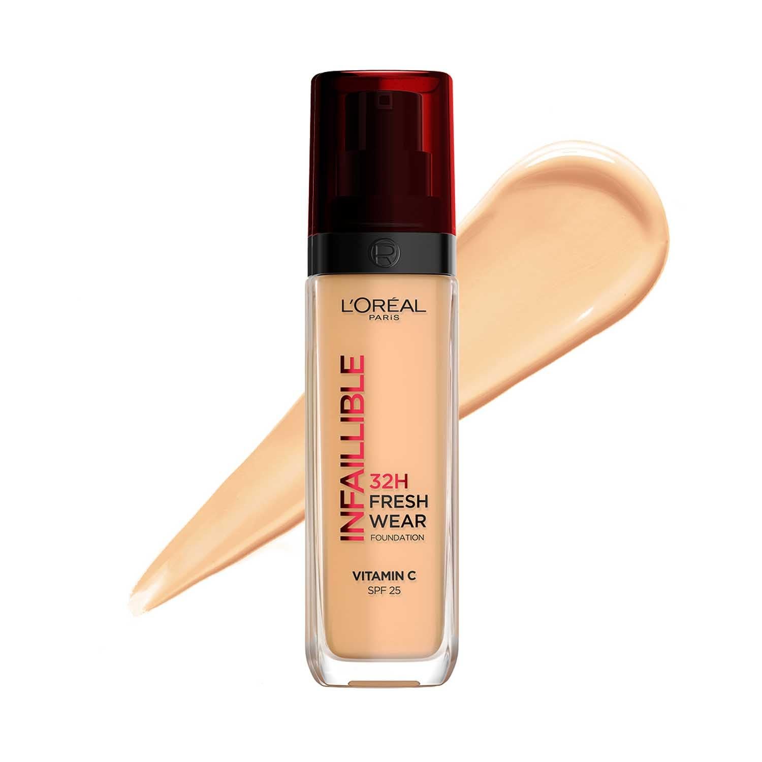 L'Oreal Paris Infallible 32H Fresh Wear Liquid Fdt, 235 Honey 32H Fresh Wear Liquid Foundation, Transfer-Proof, Sweat-Proof, Lightweight Breathable Texture, Full Coverage, Vitamin C thumbnail