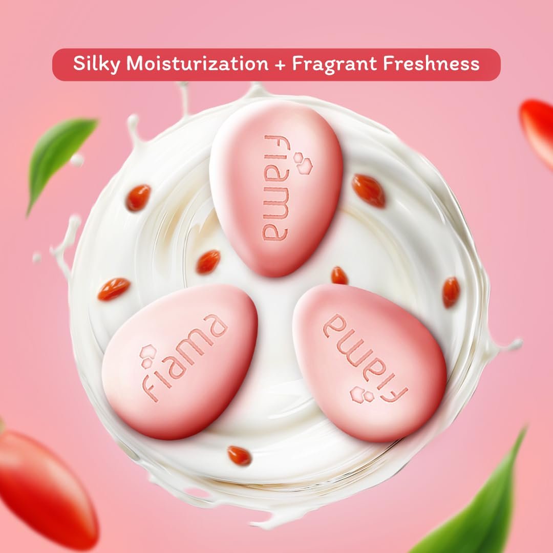 Fiama Skin Barrier Strengthening Moisturizing Soap Bar 125gx3 | Clinically Proven | With Pro-Ceramides | Goji Berry & Japanese Hokkaido Milk Celebration Pack of 3, Non-Sticky Softness | thumbnail