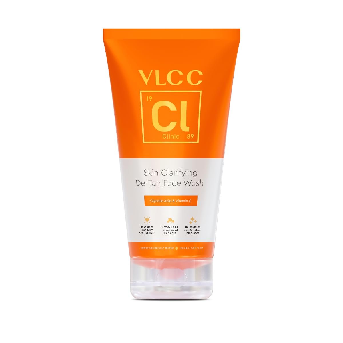VLCC Clinic Skin Clarifying De-Tan Face Wash - 150ml | Anti-Tan Face Wash | Glycolic Acid & Vitamin C Facewash