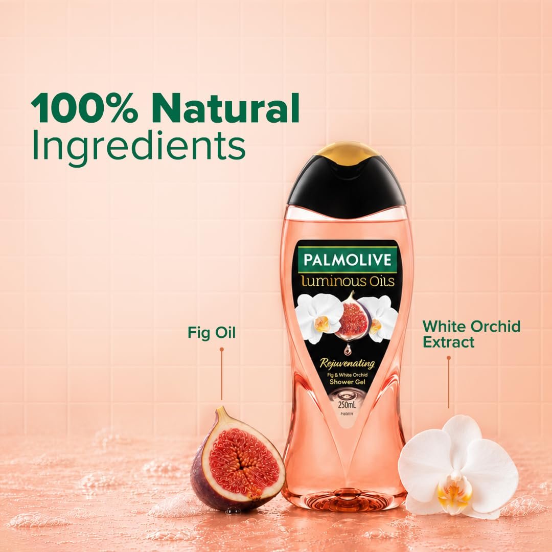 Palmolive Luminous Oil Rejuvenating Body Wash, 250ml, 100% Natural Fig Oil & White Orchid Extracts For Soft & Radiant Skin, PH Balanced Bodywash, Free Of Parabens And Silicones thumbnail