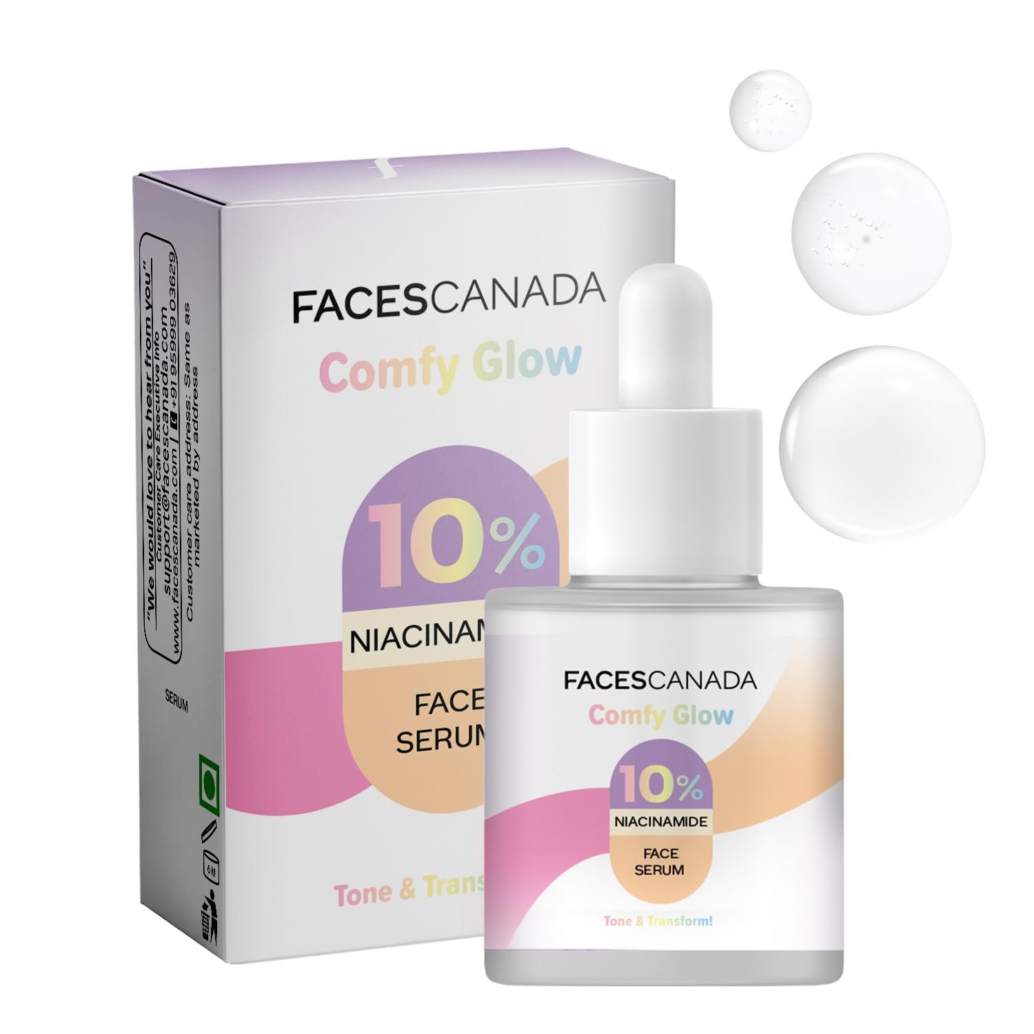 FACES CANADA Comfy Glow 10% Niacinamide Face Serum - 15ml | Controls Oil | Lightweight | Water Based Formula