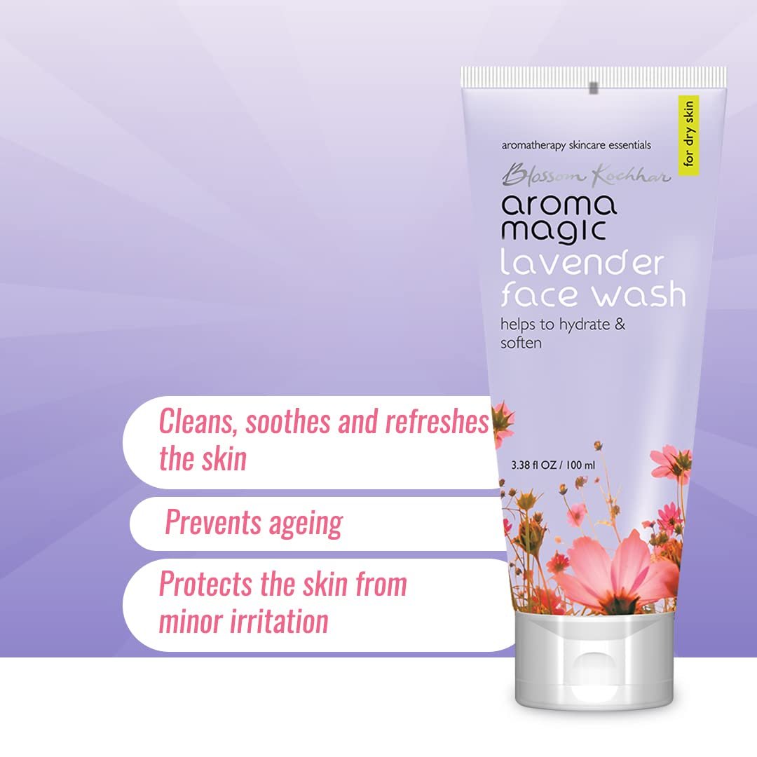 Aroma Magic Lavender Face Wash – Hydrating & Nourishing Cleanser with Rose Oil & Orange Extract for Dry & Sensitive Skin – 100ml thumbnail