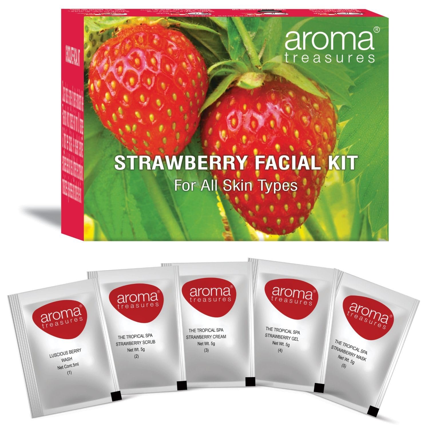 Aroma treasures Strawberry facial kit - for all skin type (One time use) thumbnail