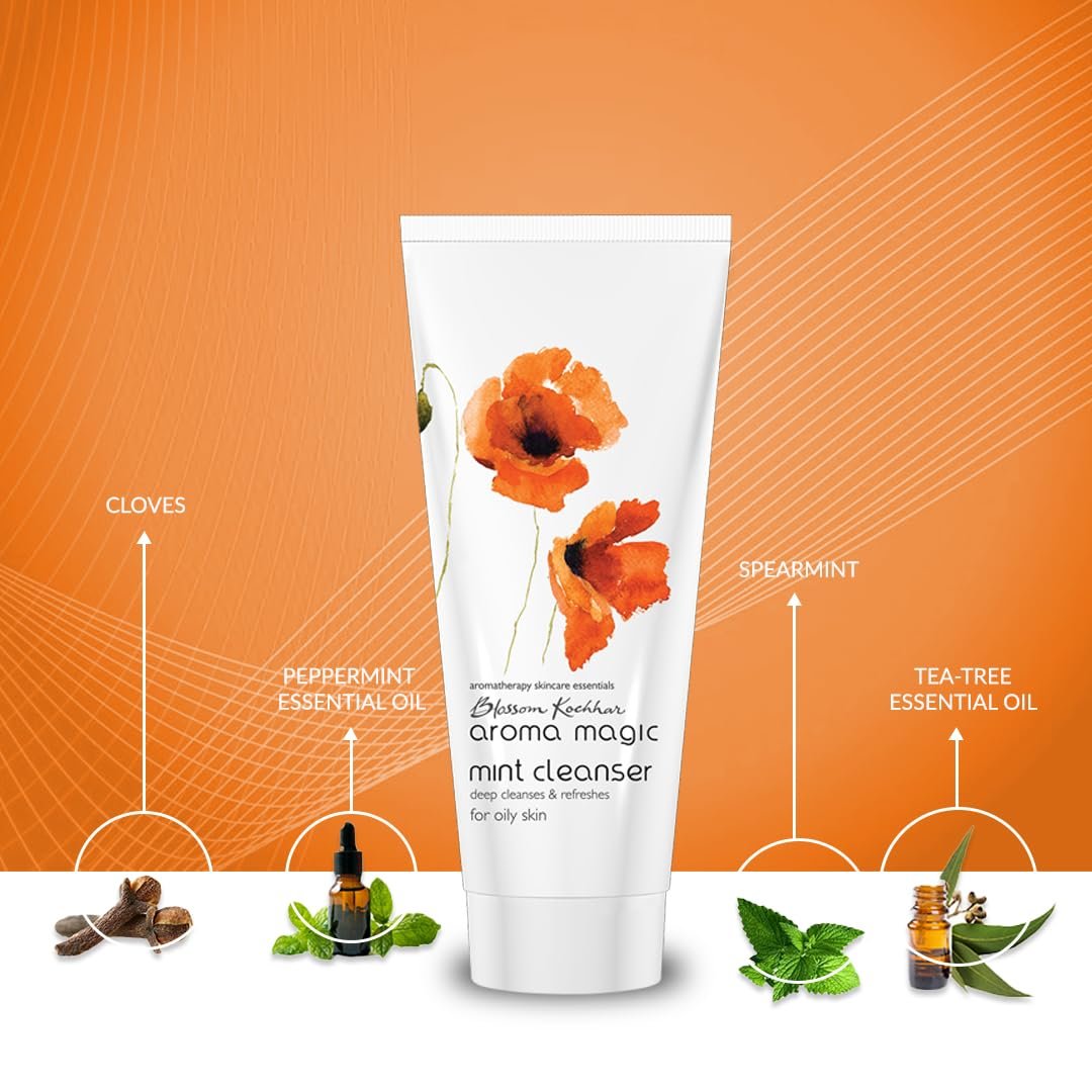 Aroma Magic Mint Cleanser to Refreshes, Heals acne, & Hydrates with Peppermint, Chinaberry seed, jojoba seed, spearmint & clove extracts | For Oily & Acne Prone Skin - 100 gm thumbnail
