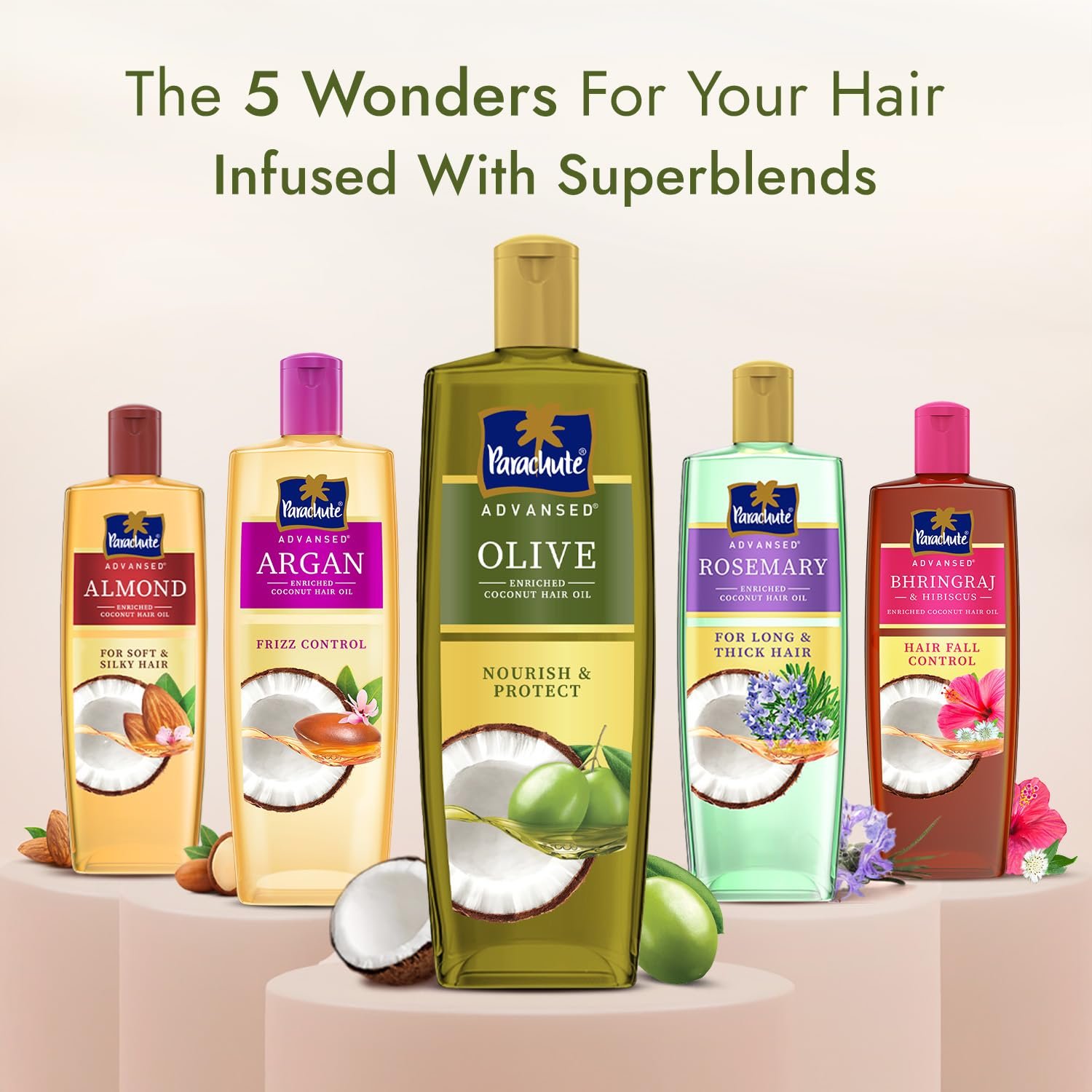 Parachute Advansed Olive Enriched Coconut Hair Oil for Stronger Nourished Hair | 300ml thumbnail