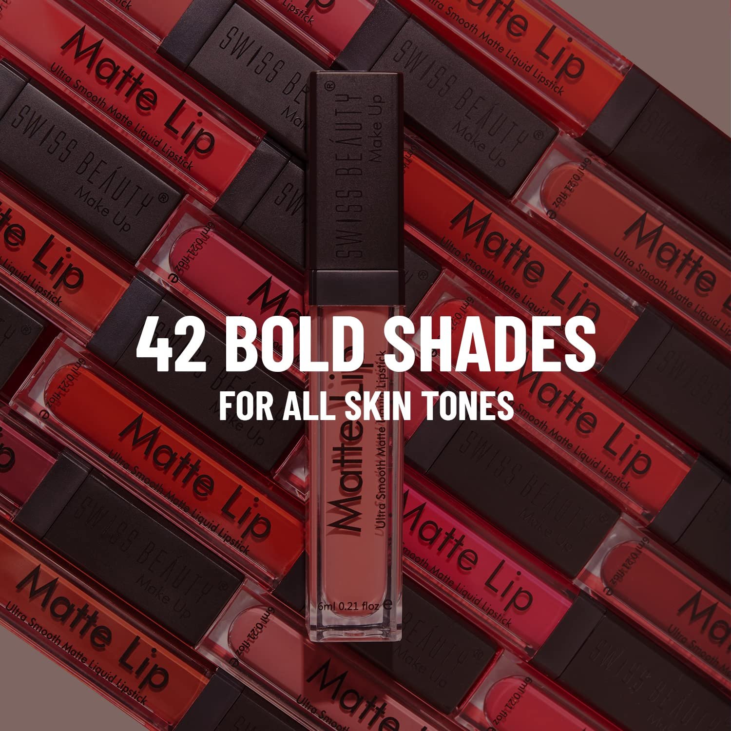 Swiss Beauty Ultra Smooth Matte Lip Liquid Lipstick, Smooth Lip Color, Weightless Finish, Silky Matte Finish, Shade- Real Nude, 6ml thumbnail