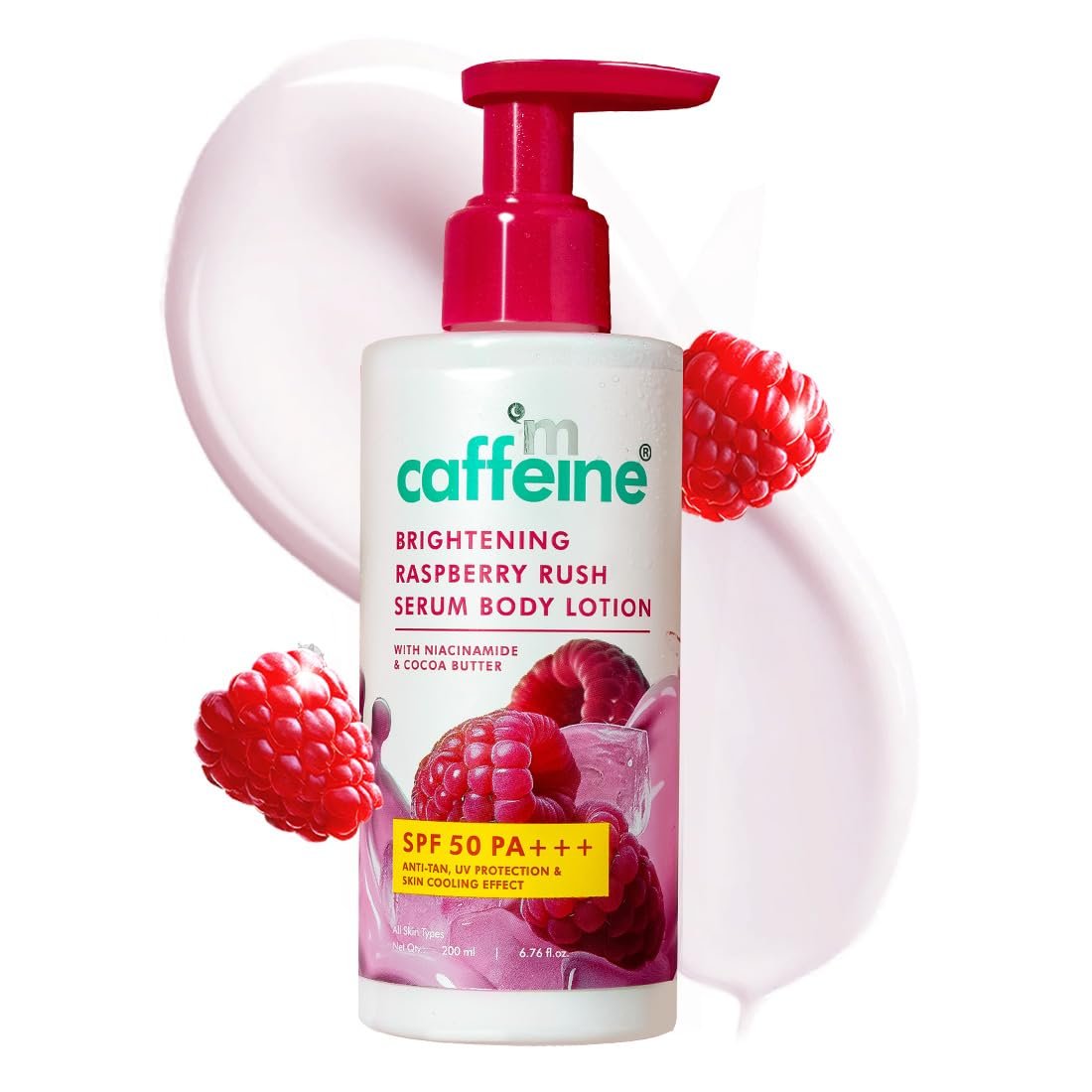 mCaffeine SPF 50 PA+++ Body & Brightening Sunscreen Lotion 200ml | Instant Cooling & De-Tan with Vitamin C & Niacinamide | Deep Hydrating Moisturizer for Summer & Dry Skin |
