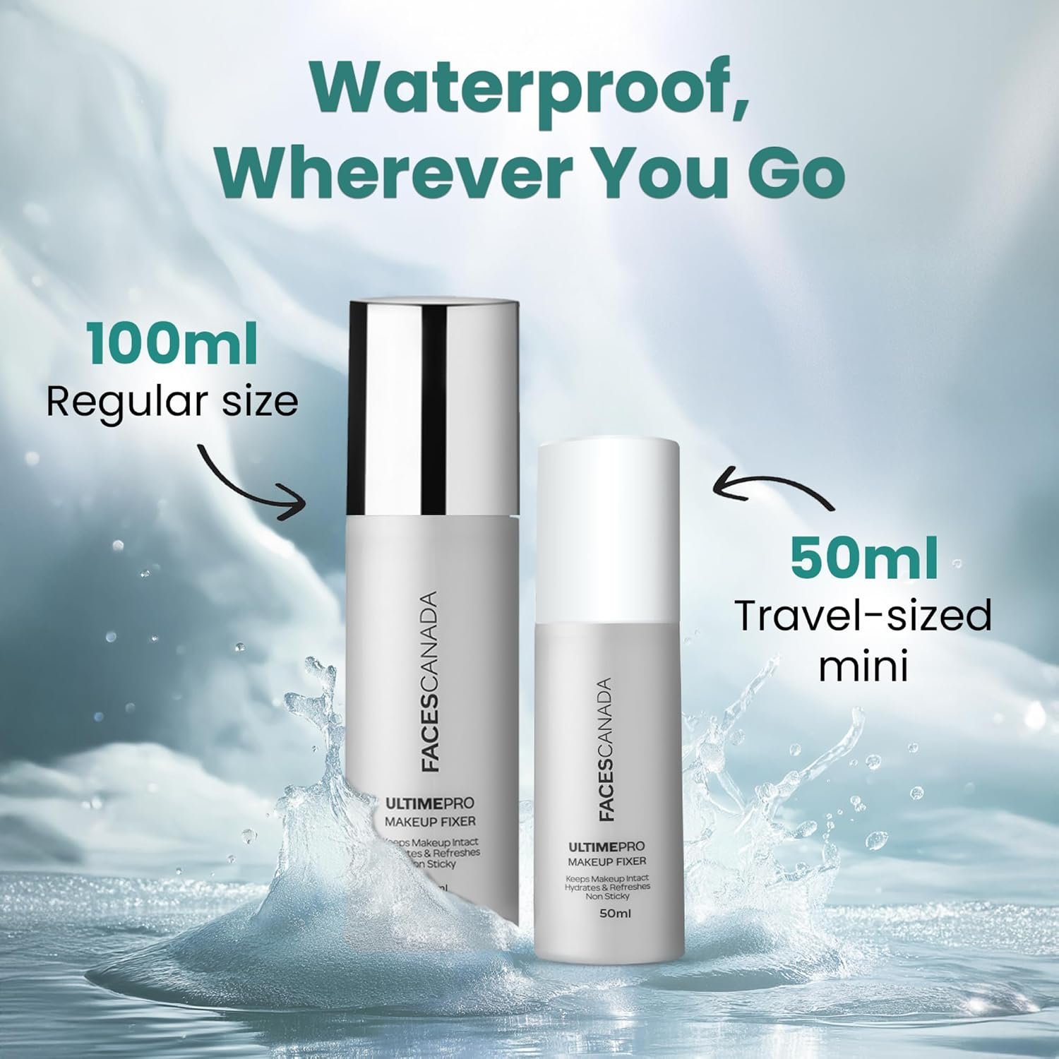 FACES CANADA Ultime Pro Makeup Fixer, 100 ml | Long Lasting Makeup Setting Spray | Hyaluronic Acid & Vitamin E Enriched | No Alcohol thumbnail