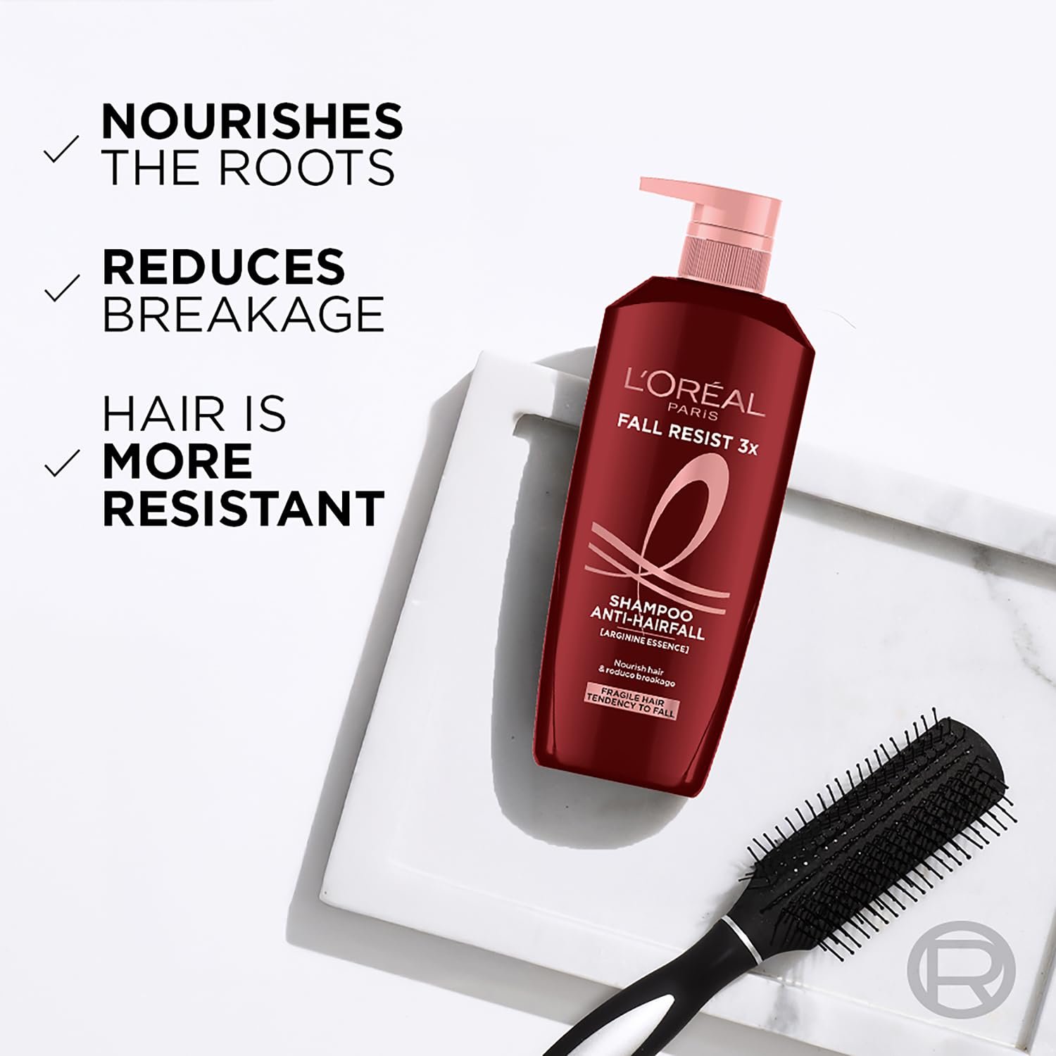 LOreal Paris Fall Resist 3X Anti-Hairfall Shampoo with Arginine Essence For Weak Hair with Tendency to Fall and Hair Thinning, Reduces Hair Breakage and Nourishes Roots- 650ml thumbnail