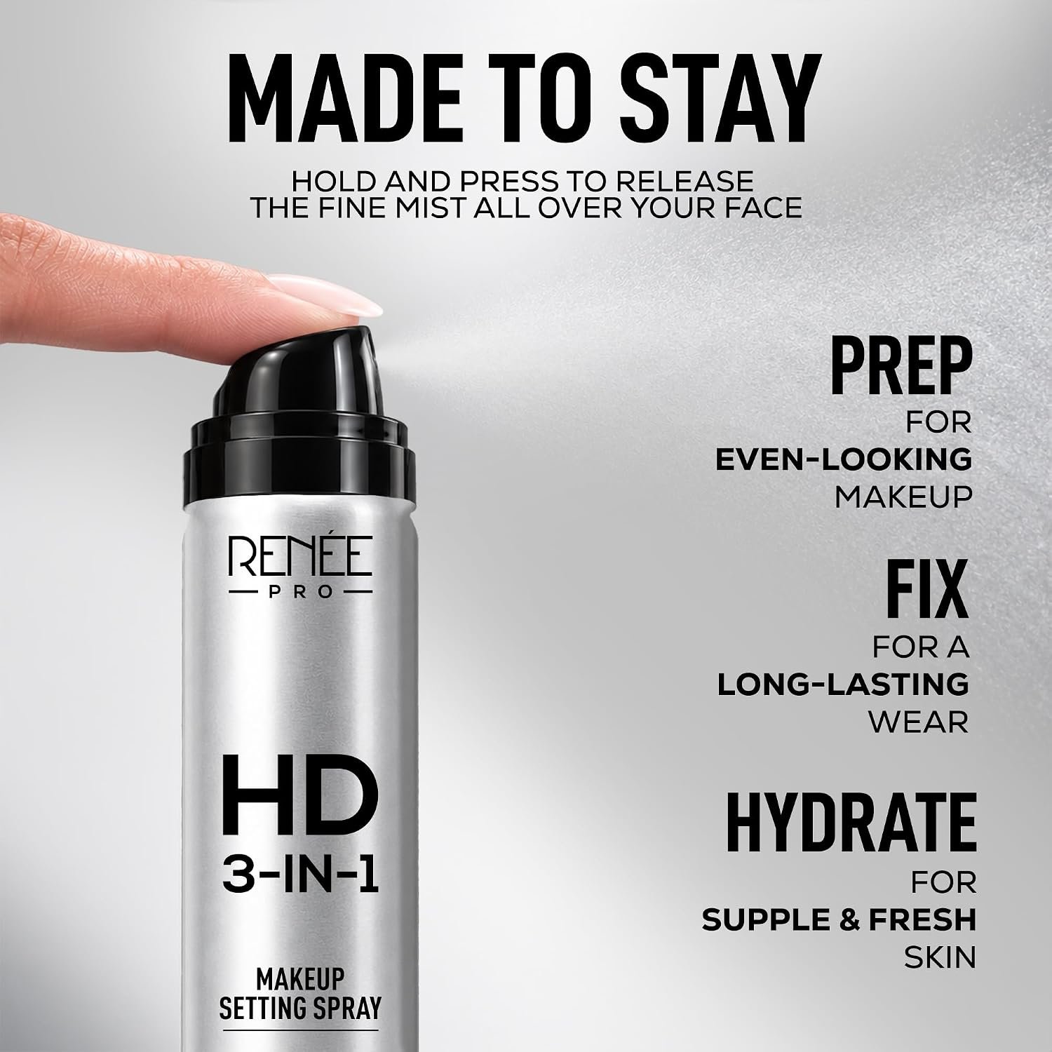 RENEE PRO HD 3-in-1 Long-Lasting Makeup Setting Spray | Preps & Hydrates Skin, Locks Makeup Up To 12 Hours | Water-resistant, Smudge-resistant & Quick-Drying | 75ml thumbnail