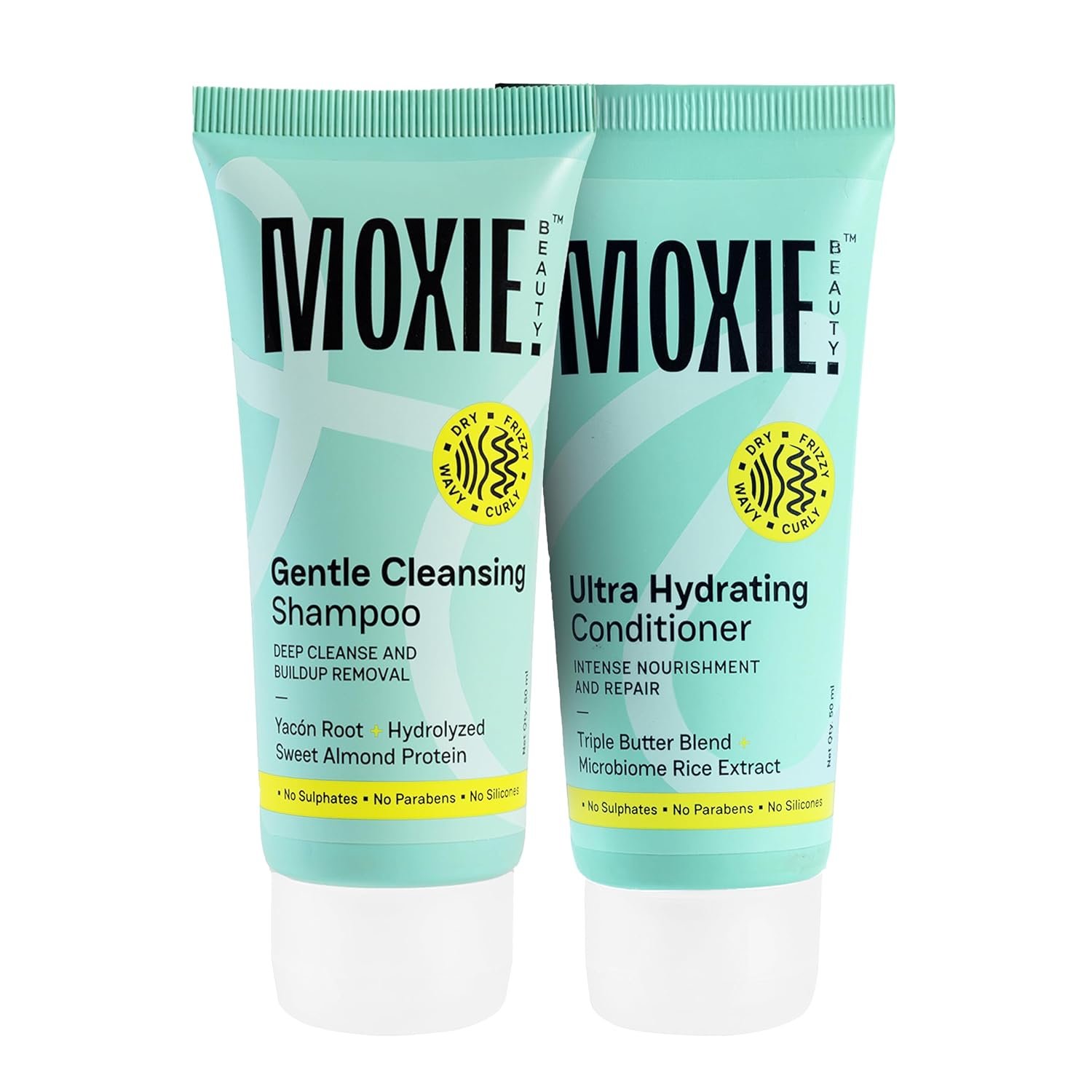 Moxie Beauty Shampoo Conditioner Travel Combo Stronger Hair 50ml + 50ml 1.5x stronger hair | Paraben & sulfate free | Gentle cleansing shampoo + ultra hydrating conditioner