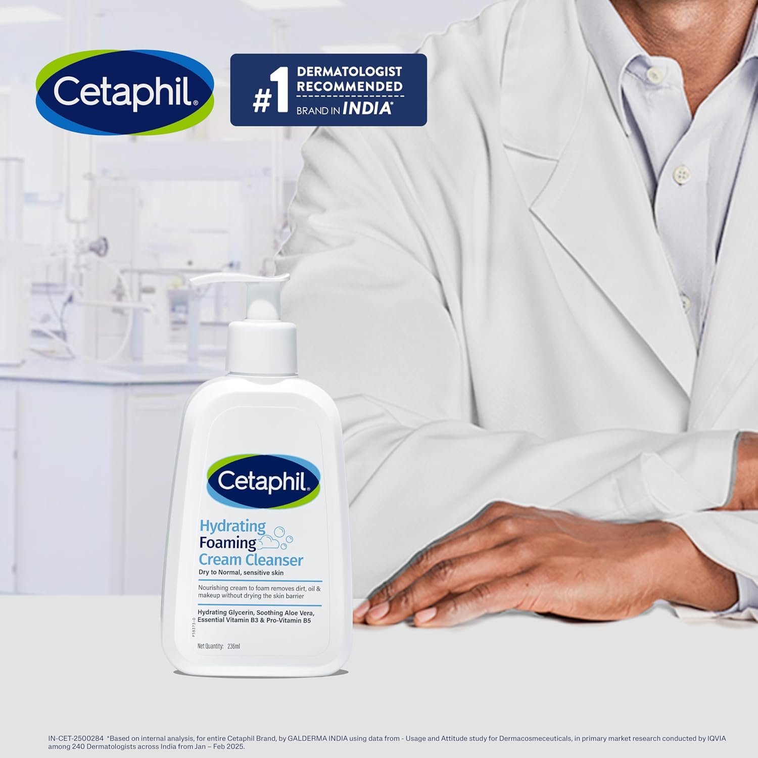 Cetaphil Hydrating foaming Face Wash, Cream to Foam Cleanser 236ml | Niacinamide, Pro-Vitamin B5 & and Aloe for Gentle Cleansing thumbnail