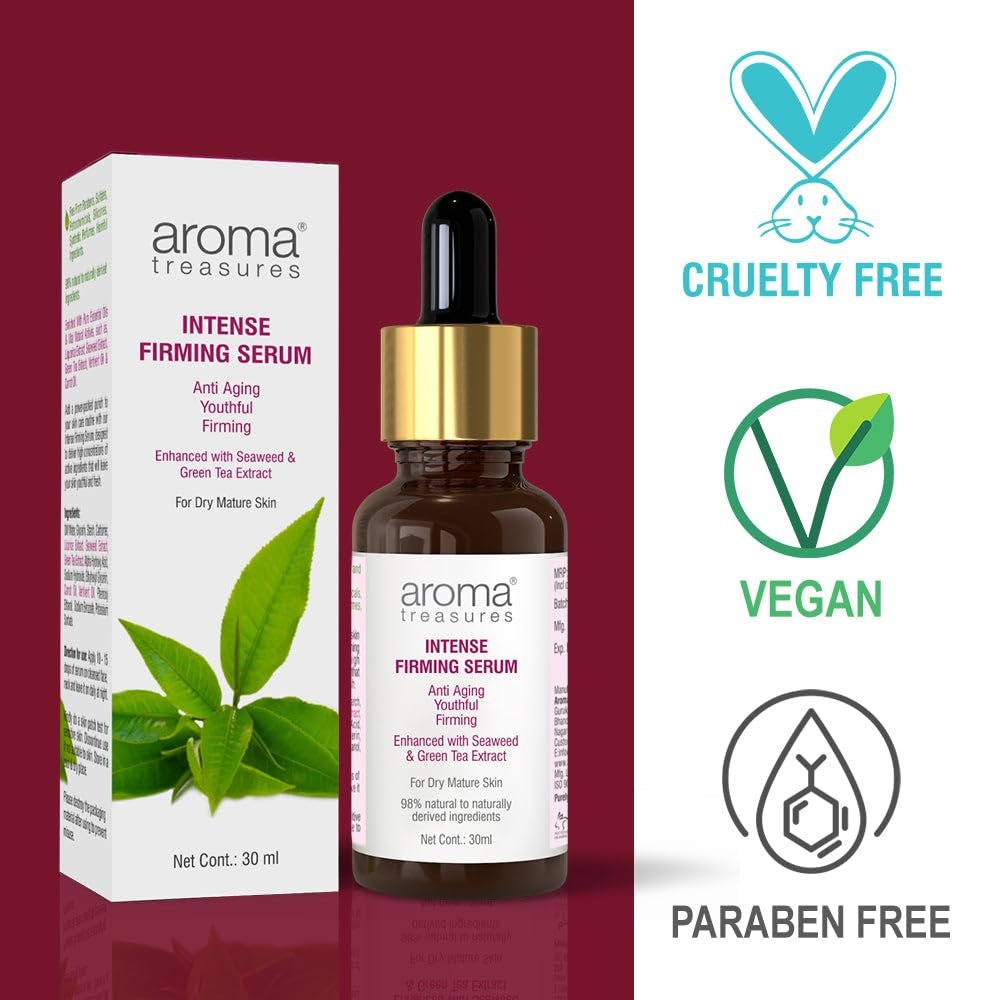 Aroma Treasures Intense Firming anti ageing face serum for dry mature skin type - 30ml | 98% Natural to Naturally Derived Ingredients | enriched with Seaweed & Green Tea extracts thumbnail