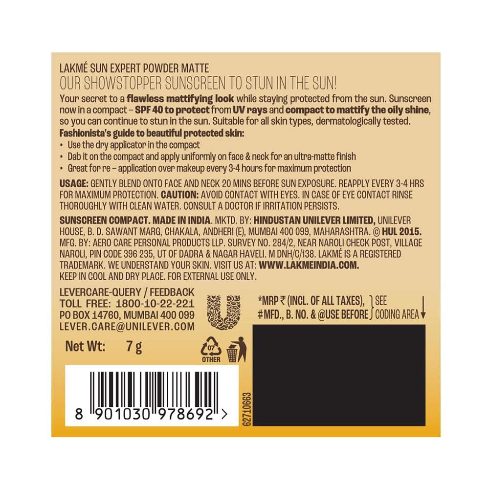 Lakme Sun Expert Ultra Matte Spf 40 Pa+++ Compact 7g thumbnail
