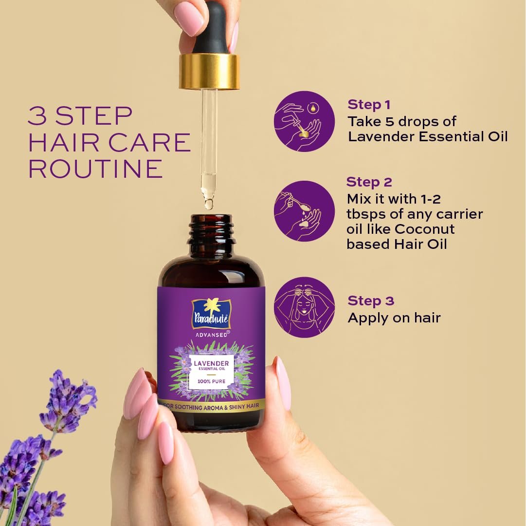 Parachute Advansed Lavender Essential Oil 14ml | 100% Pure | For long & thick hair | Soothing Aroma | Soft & Shiny Hair | Promotes Healthy-Looking Hair thumbnail