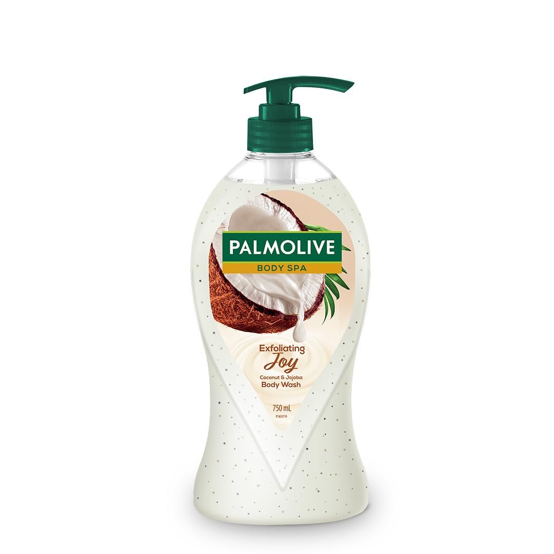 Palmolive Exfoliating Joy Bodywash for Women & Men, 750ml Crème Based Shower Gel Crushed Coconut & Jojoba Butter Extracts For Smooth Skin, PH Balanced Bodywash |