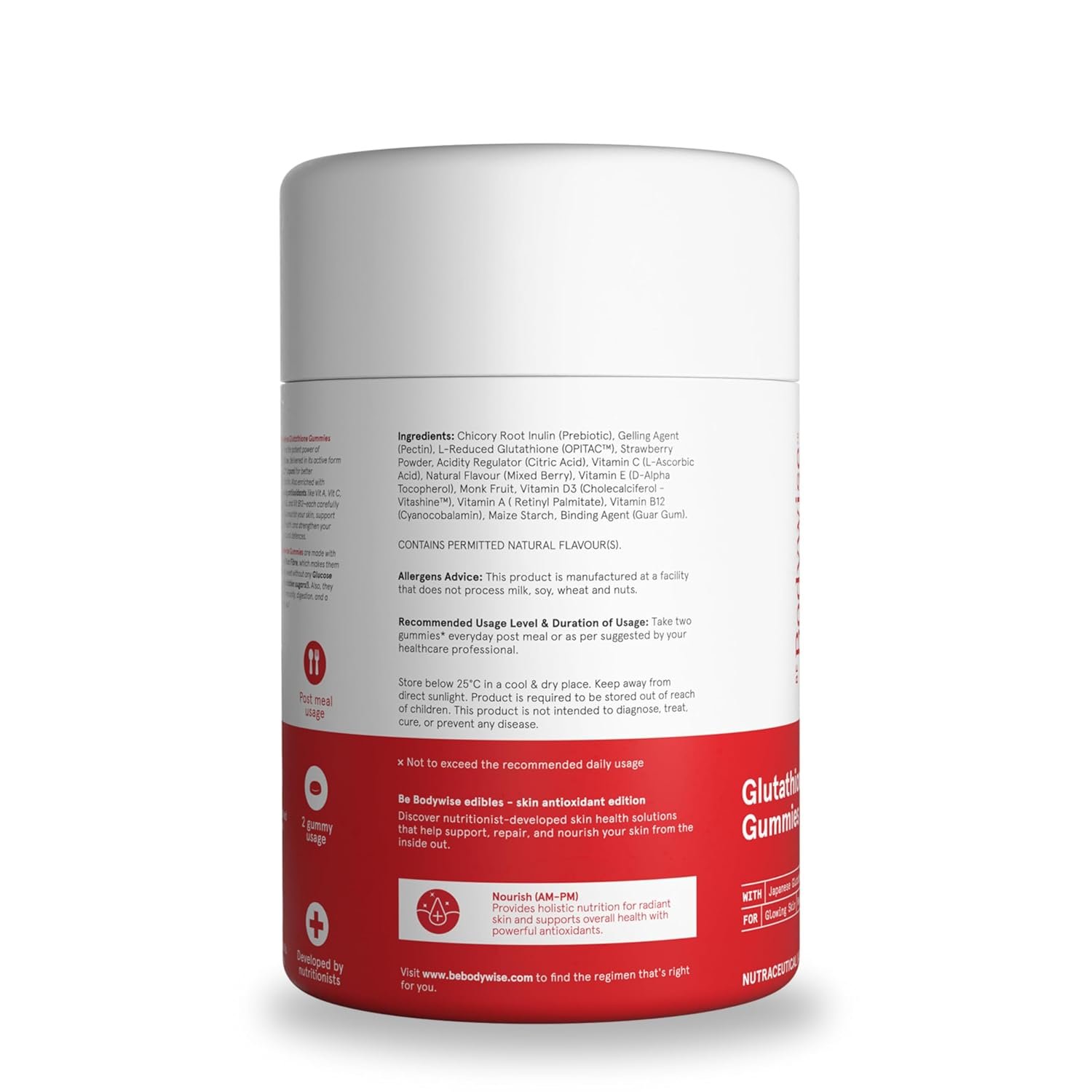 Be Bodywise Glutathione Gummies with Vitamin C | 250mg L-Glutathione | Antioxidant Supplement for Skin Radiance & Healthy-Looking Skin | 60 Gummies thumbnail