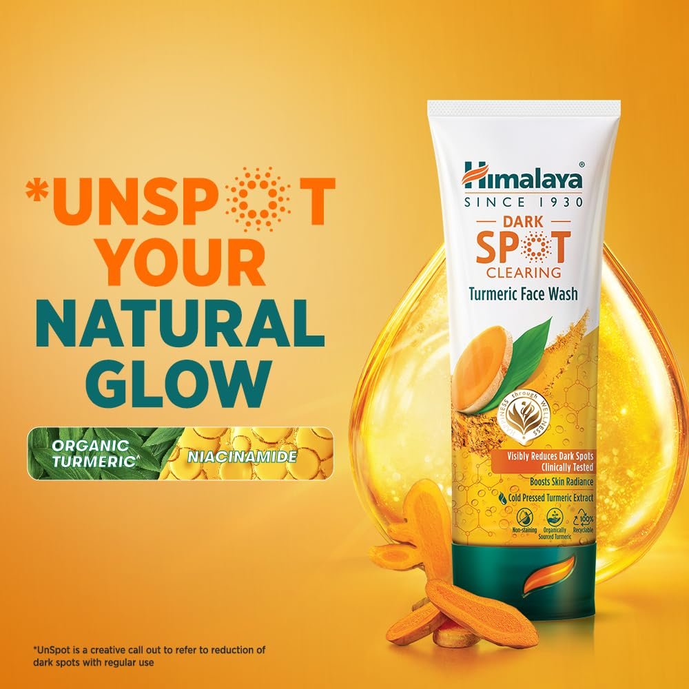 Himalaya Dark Spot Clearing Turmeric Face Wash | For glowing skin with Niacinamide | Suitable for all skin types |  For Men & Women | 100ml thumbnail
