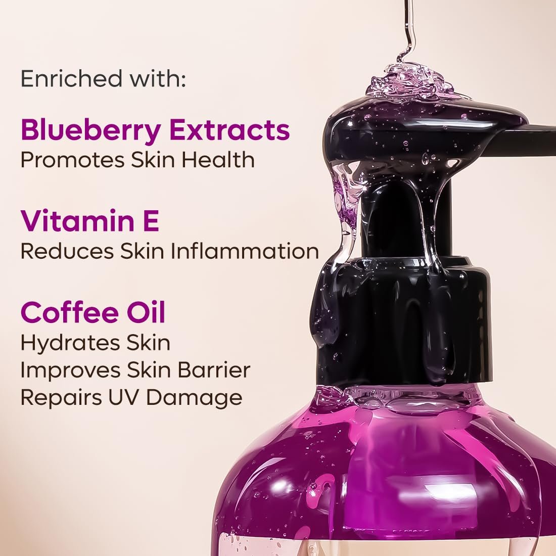 mCaffeine Blueberry Blast Body Wash with Fruity Fresh Blueberry Long Lasting Fragrance - 300 ml | Deep Cleansing & Detan for Soft & Smooth Skin | Shower Gel | thumbnail