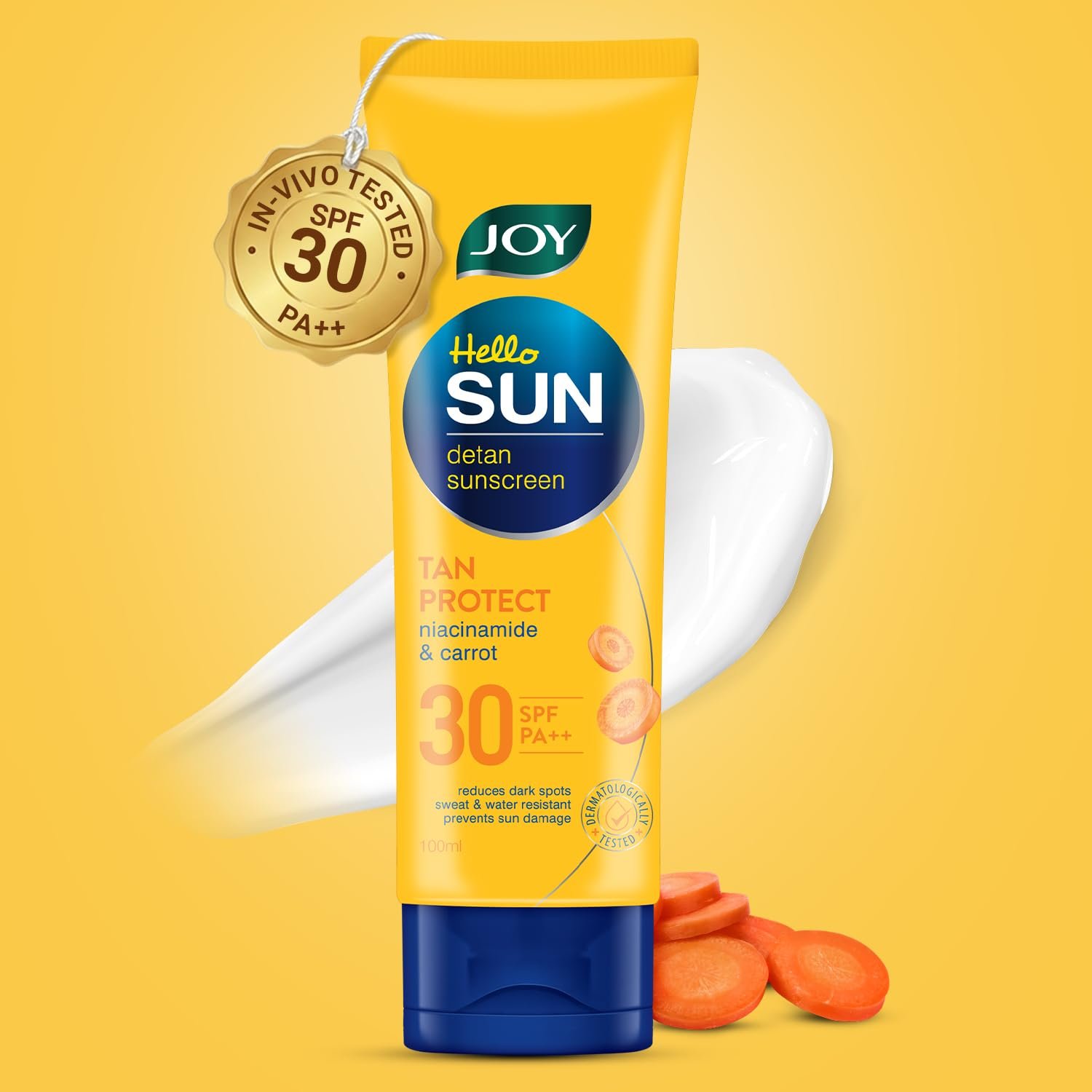 Joy Broad Spectrum SPF 30 Face & Body Sunscreen (100ml) | INVIVO Tested | Sunblock & Anti Tan Sunscreen For Normal to Oily Skin | Lightweight, Non Greasy & Zero White Cast thumbnail