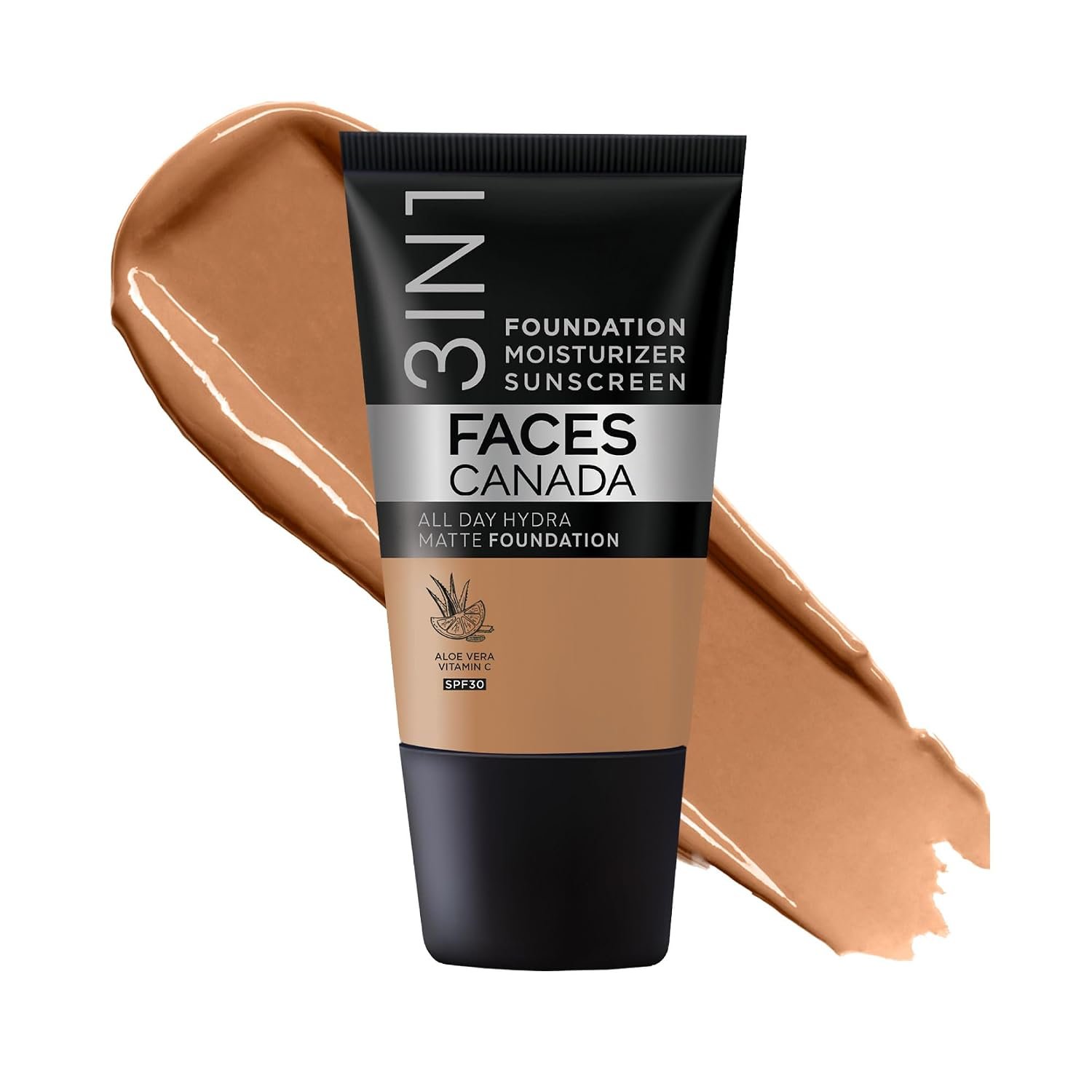 FACESCANADA Cream All Day Hydra Matte Foundation - Mini | 3in1 Foundation + Moisturizer + SPF 30 | Warm Sand (18 ml)