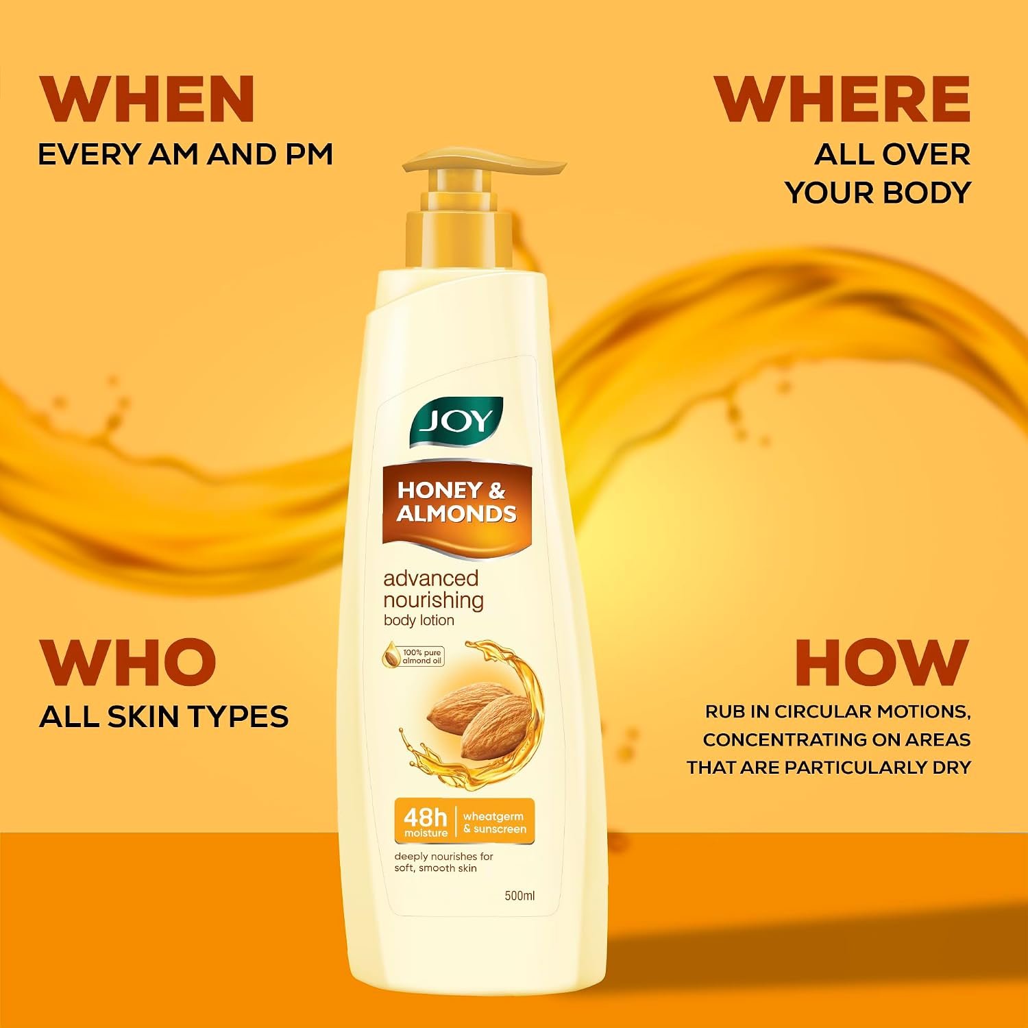 Joy Honey & Almonds Advanced Nourishing Lightweight Winter Body Lotion 500ml | Enriched With Shea Butter | Natural Sunscreen Filters | Suitable for Normal to Dry Skin thumbnail