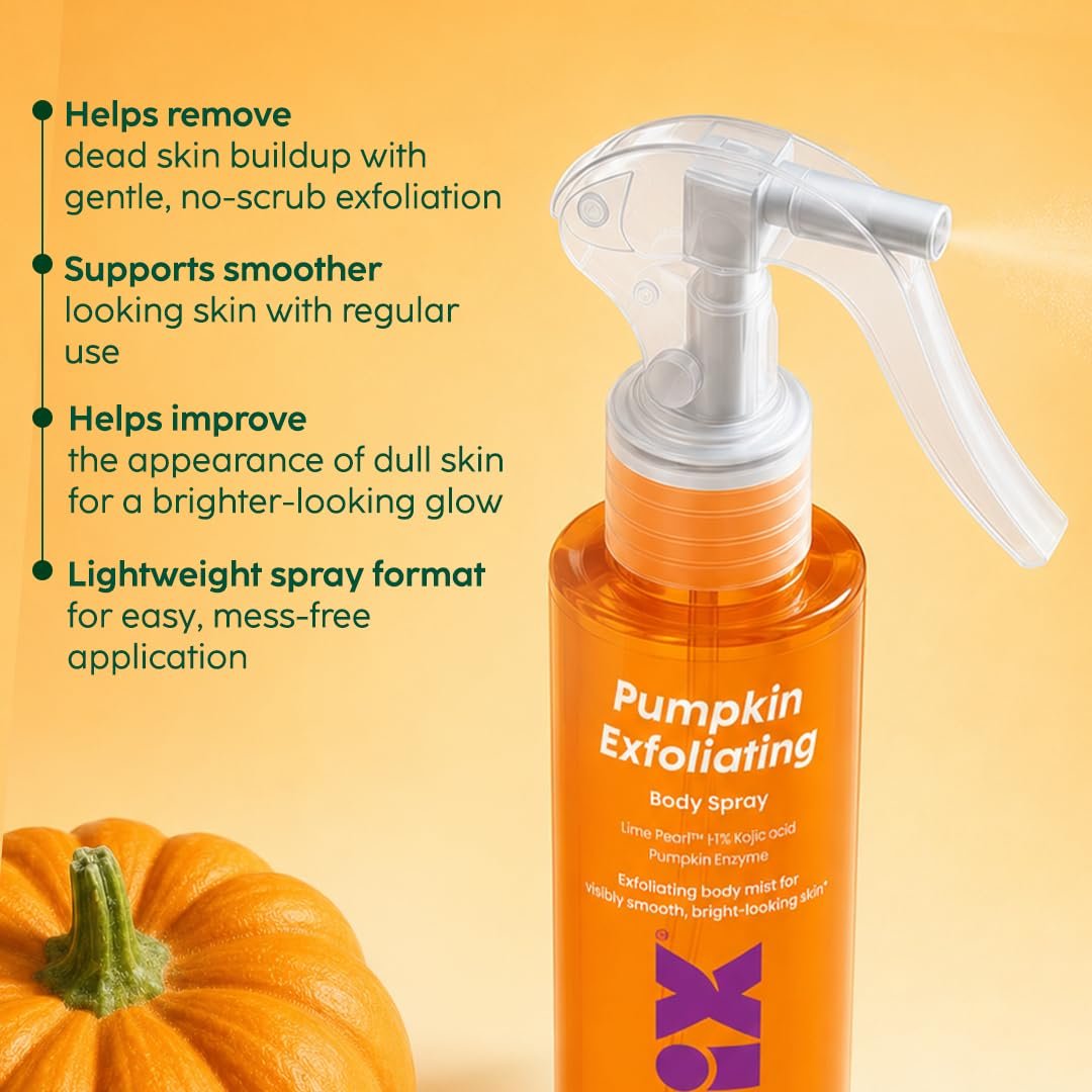 PLIX The Plant Fix Pumpkin Enzyme Body Exfoliating Spray with Kojic Acid & PHA | Exfoliating Body Spray for Smooth, Bright & Refined-Looking Skin | Helps Remove Dead Skin & Uneven Tone | 200 thumbnail