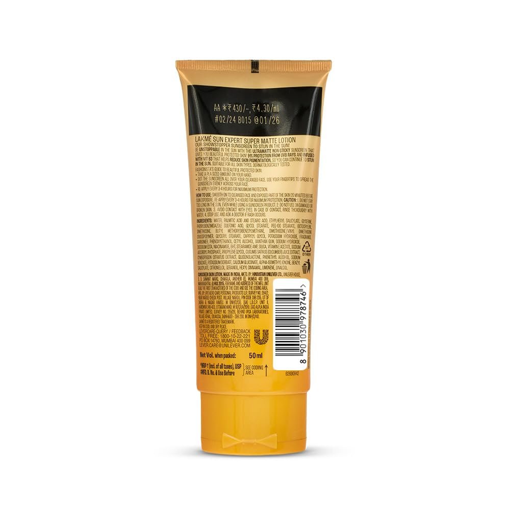 Lakme Sun Expert SPF 25 PA++ Super Matte Lotion Sunscreen 50ml thumbnail