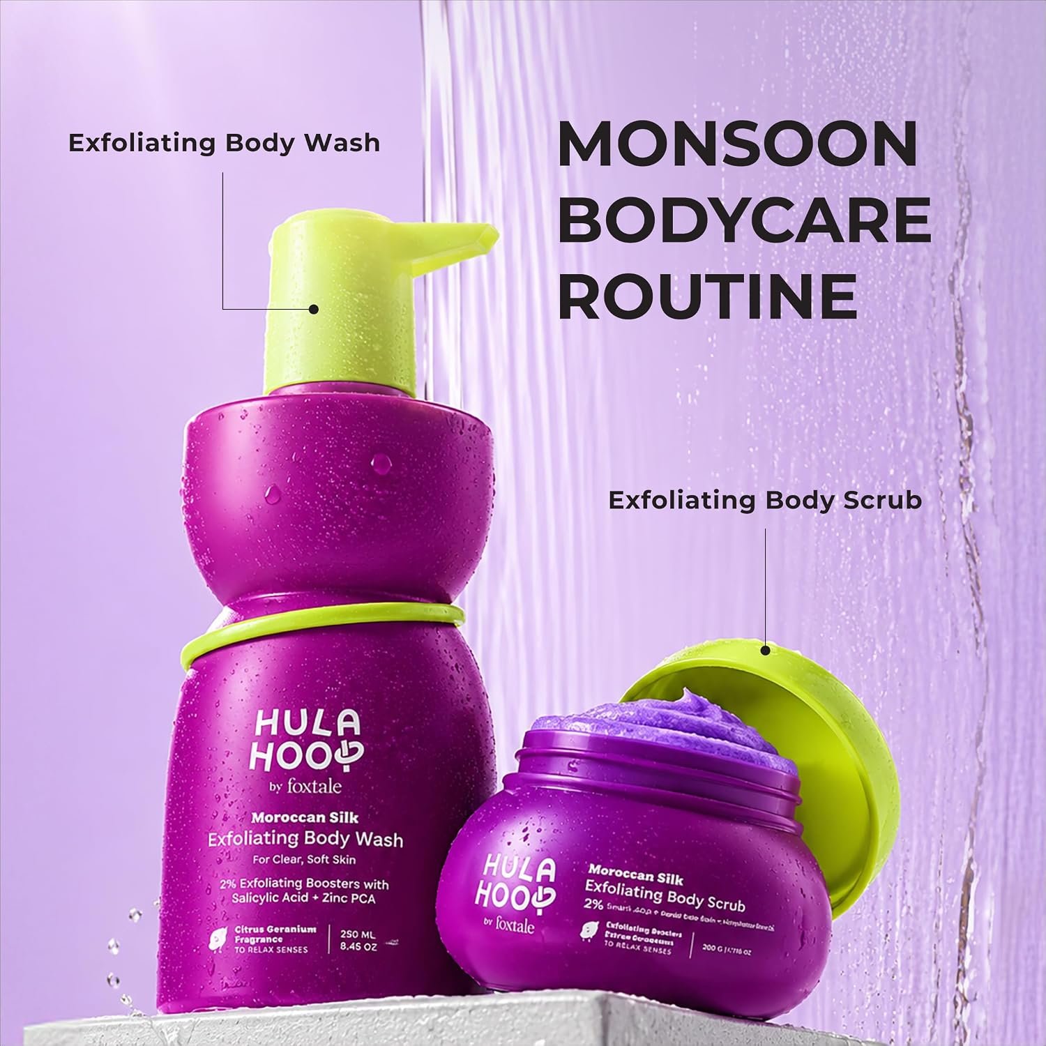 Hula Hoop Exfoliating Body Scrub by Foxtale | Smoothes Skin & Fades Tan | Dead Sea Salt + Perlite + Lactic Acid | Prevents Strawberry Skin | Hydrates & Nourishes Skin Barrier thumbnail
