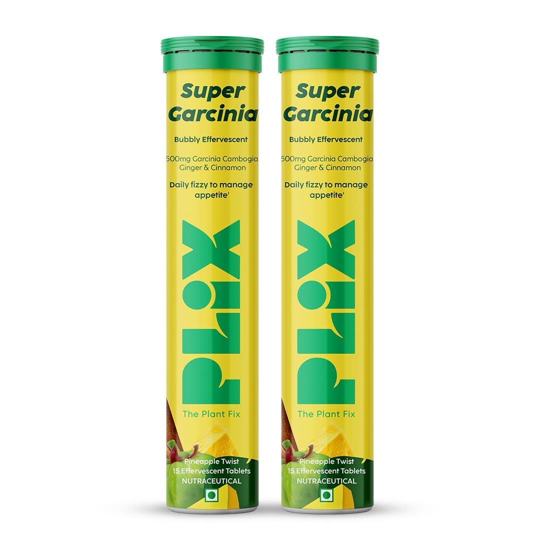 The Plant Fix Plix Garcinia Cambogia 15 Effervescent Tablets For Weight Loss- Pack of 2,Ayurvedic Herbs,Ginger,Cinnamon Extract,Improves Energy,Boost Metabolism & Burn Fat,