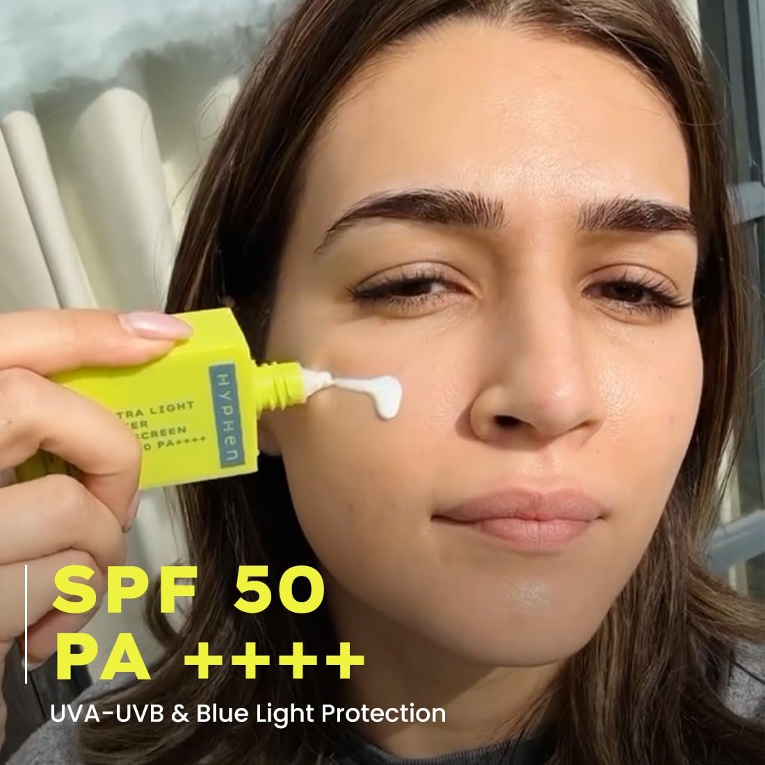 Hyphen 1% Hyaluronic Ultra Light Water Sunscreen SPF 50 PA ++++ | In-Vivo certified | Broad Spectrum & Blue Light Protection | Contains 5% Antioxidants Niacinamide Vitamin E -50ml thumbnail