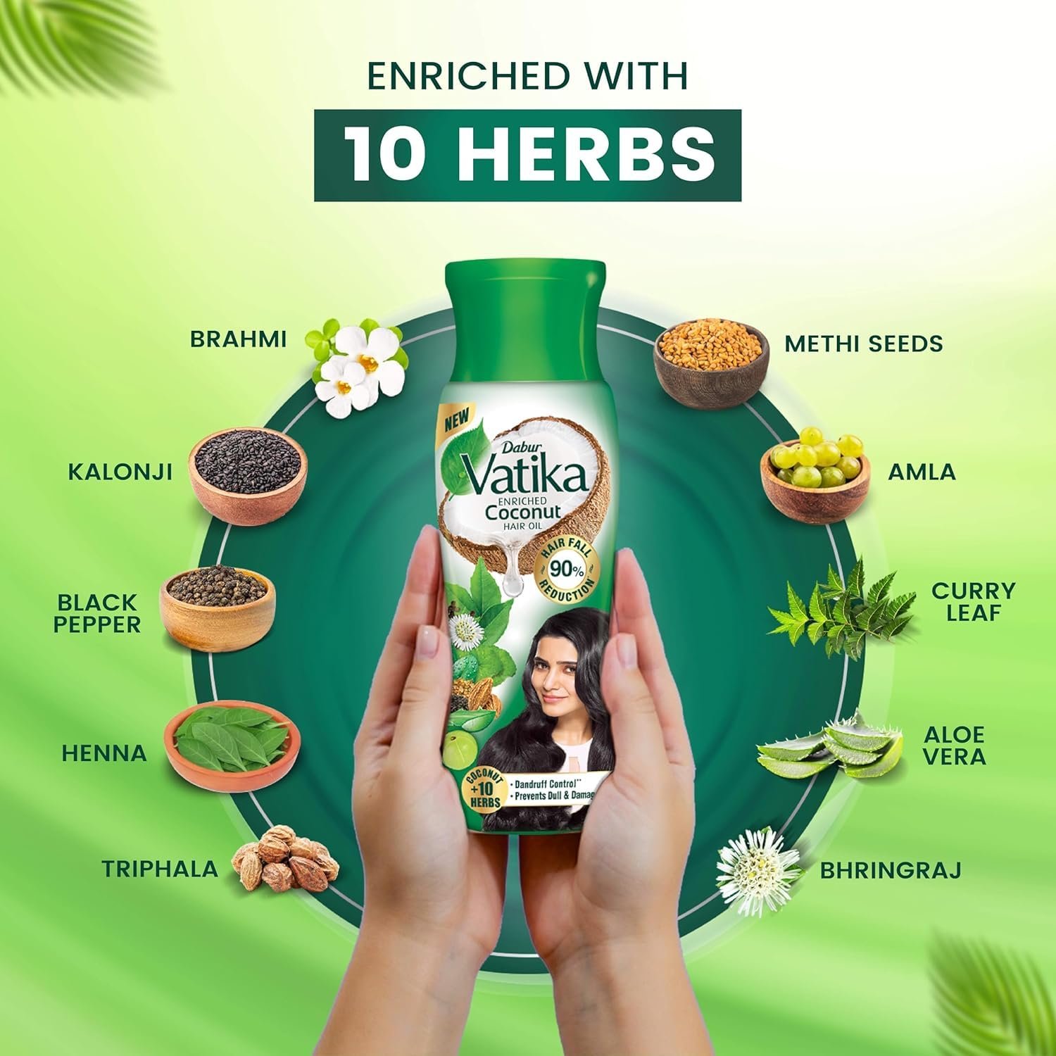 Dabur Vatika Enriched Coconut Hair Oil - 275 ml | For Strong, Thick & Shiny Hair | Controls Dandruff | Prevents Dull & Damage | Good for Scalp Health | Enriched with 10 Herbs thumbnail