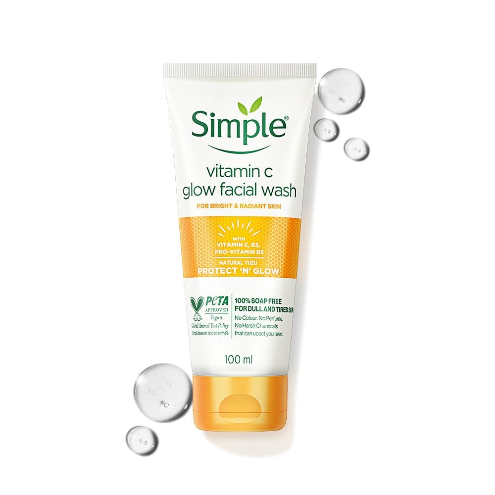 Simple Protect N Glow Vitamin C Glow Facial Wash 100ml | 100% Soap-Free Facewash | Bright & radiant skin| For dull & tired skin thumbnail
