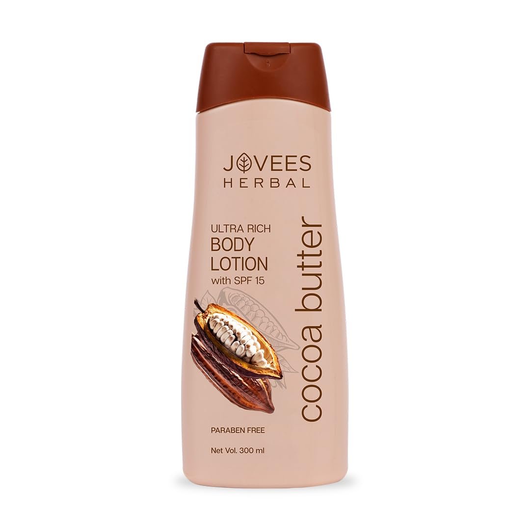 Jovees Herbal Cocoa Butter Body Lotion Provides Deep Moisturisation | Non Sticky Body Moisturizer With Cocia Butter | Winter Body Lotion For Smooth and Healthy Looking Skin | 300ml